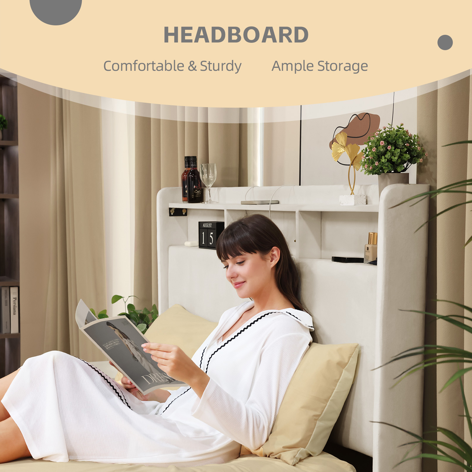 Susalt Bed Frame with Storage Headboard, Upholstered Bed Wooden Platform Bed with Drawers & RGB LED Lights