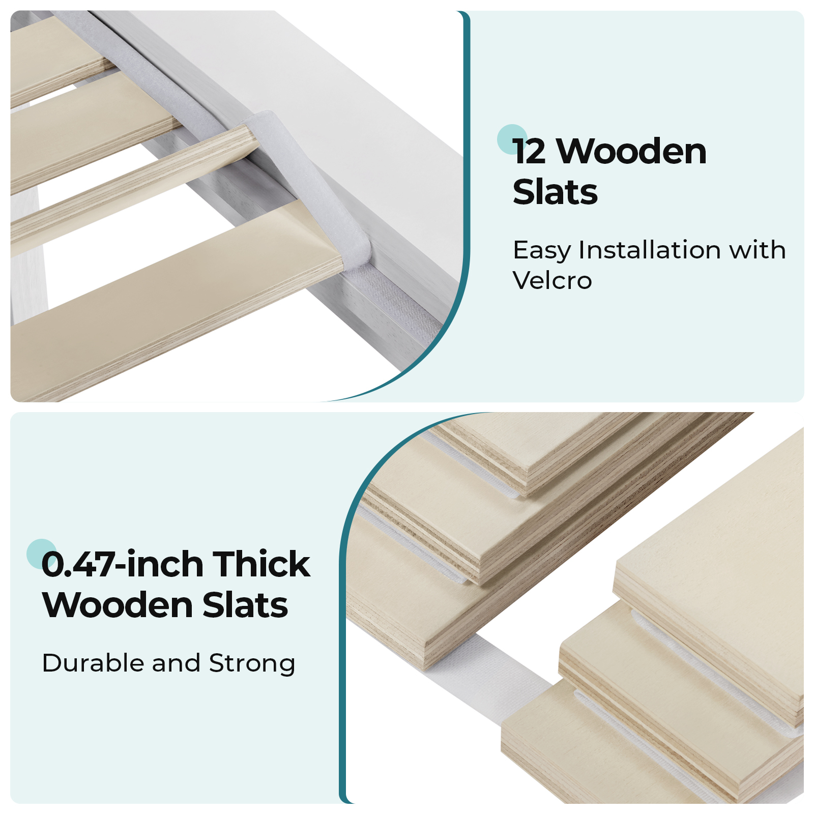 Susalt Queen Bed Frame with Headboard, Wood Platform Bed Frame