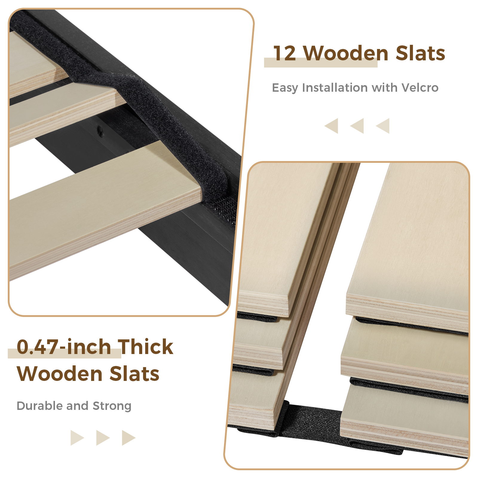 Susalt Queen Bed Frame with Headboard, Wood Platform Bed Frame