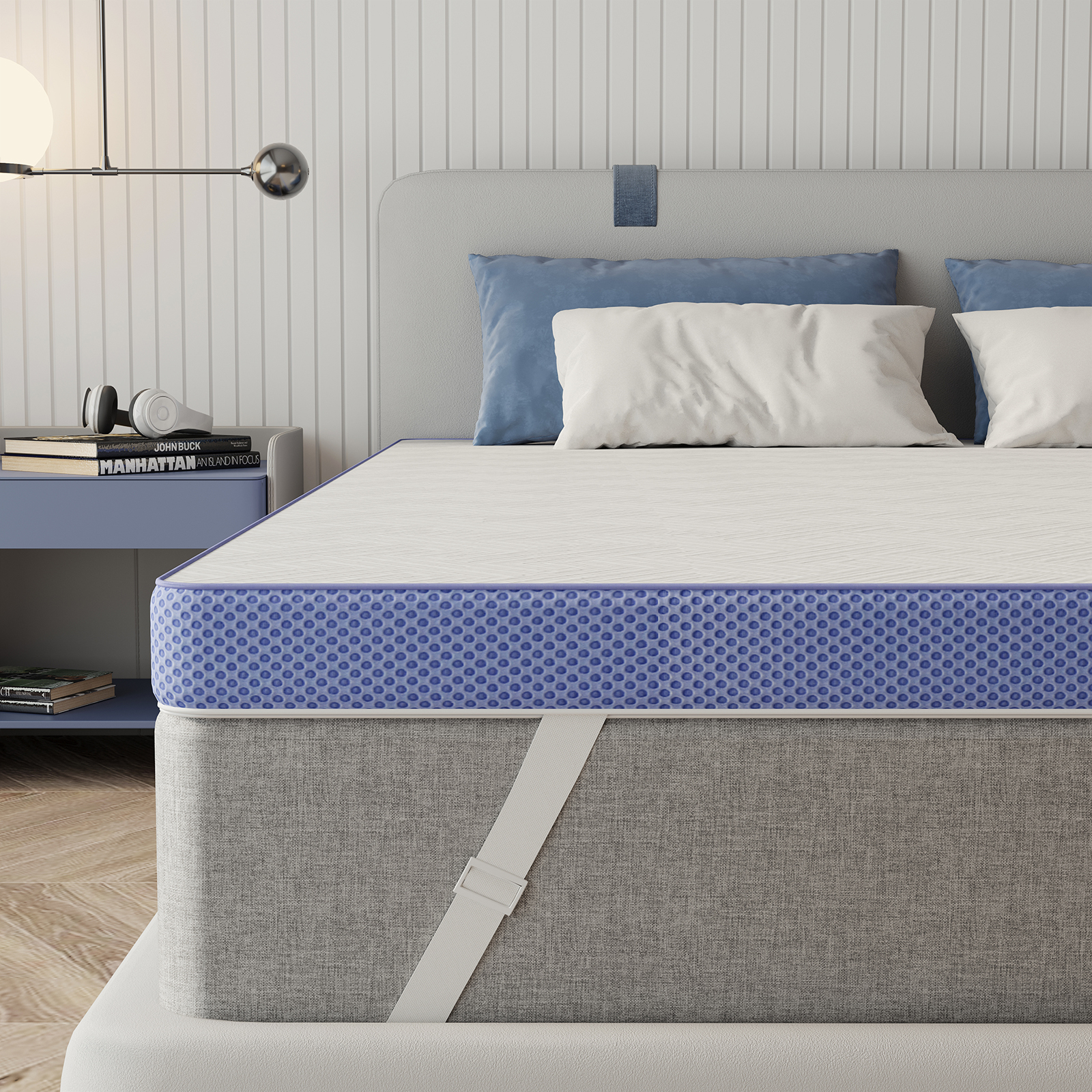 Susalt Mattress Topper with Removable Cover & Straps, 3 Inch