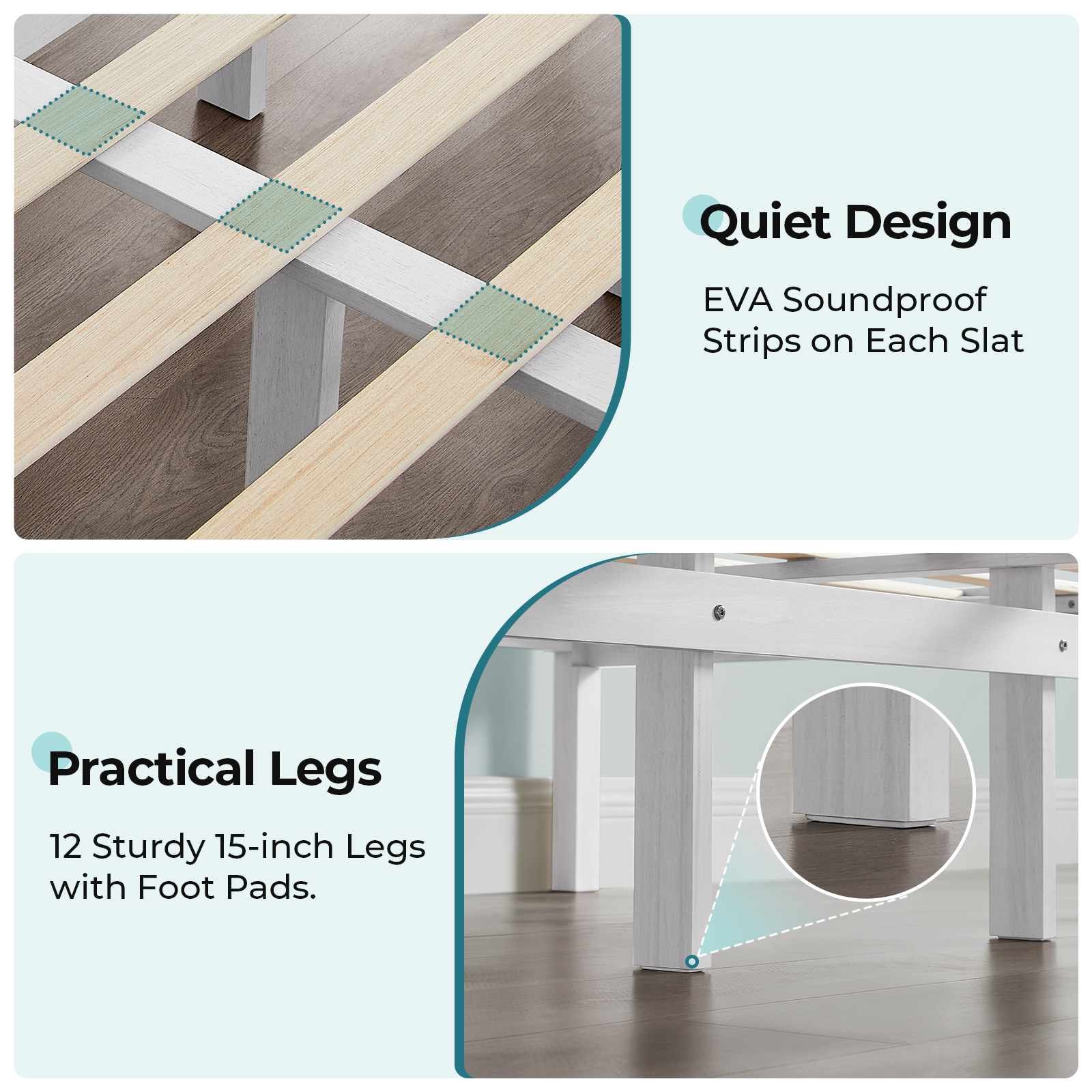 Susalt Queen Bed Frame with Headboard, Wood Platform Bed Frame