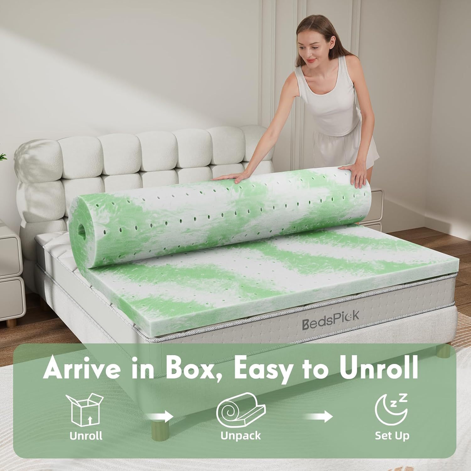 Susalt Mattress Topper Queen Size, 2 Inch Gel Memory Foam Mattress Topper Mattress Pad Cooling Mattress for Kids Teens Adults for Pressure Relief