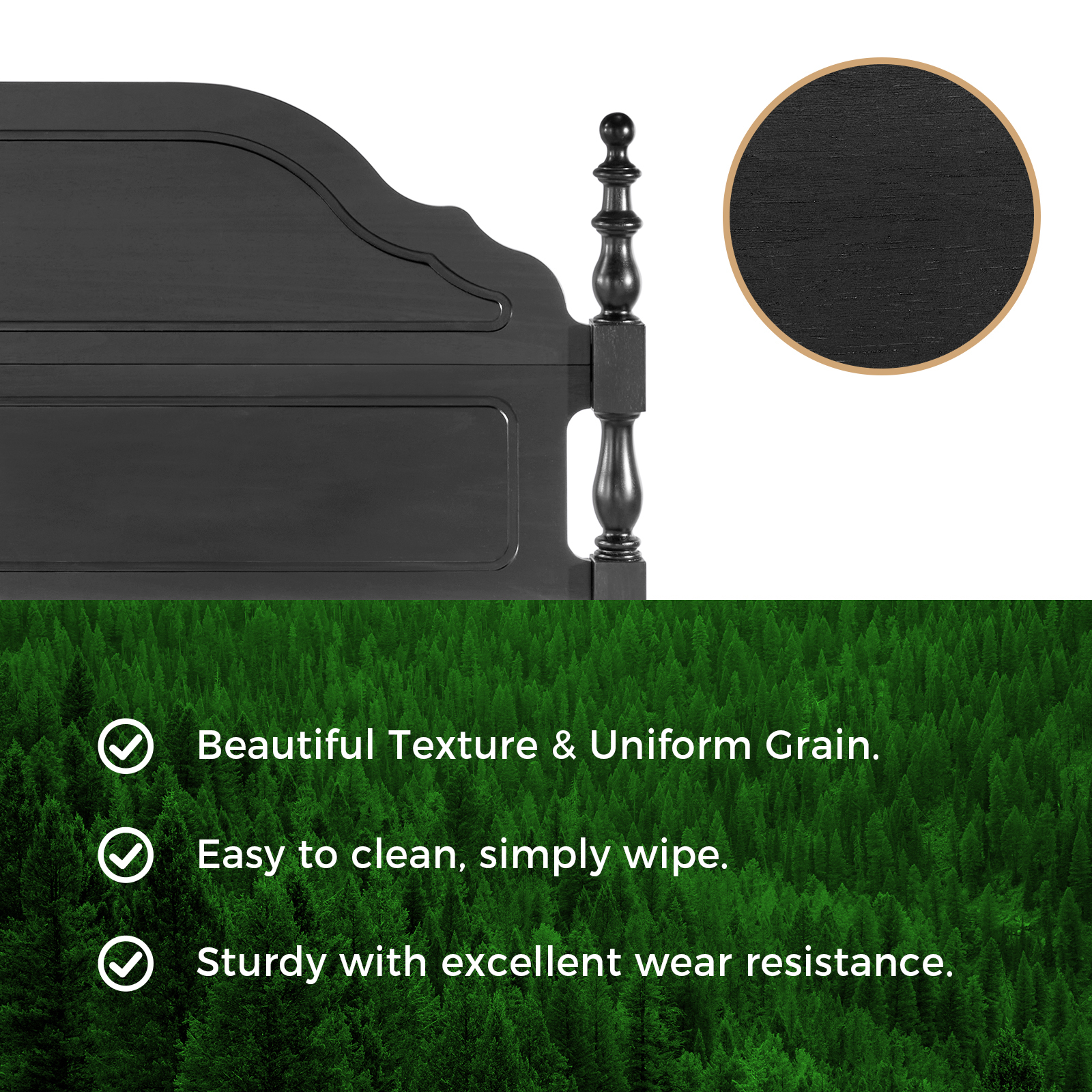 Susalt Queen Bed Frame with Headboard, Wood Platform Bed Frame