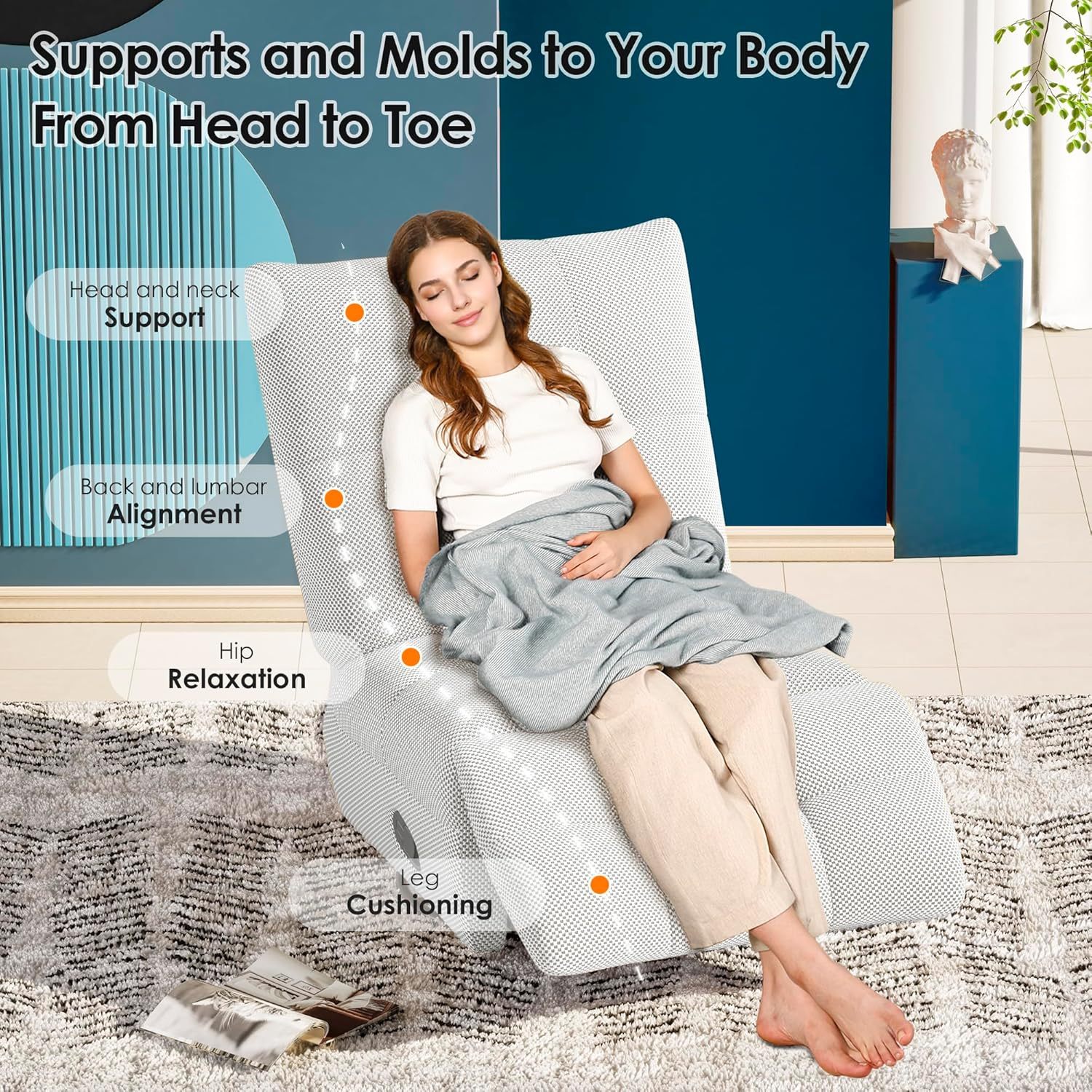 360° Swivel Recliner, Manual Glider Rocking Armless Chair with Modern Design for Lounge Living Room Office Small Spaces, 3D Mesh Fabric