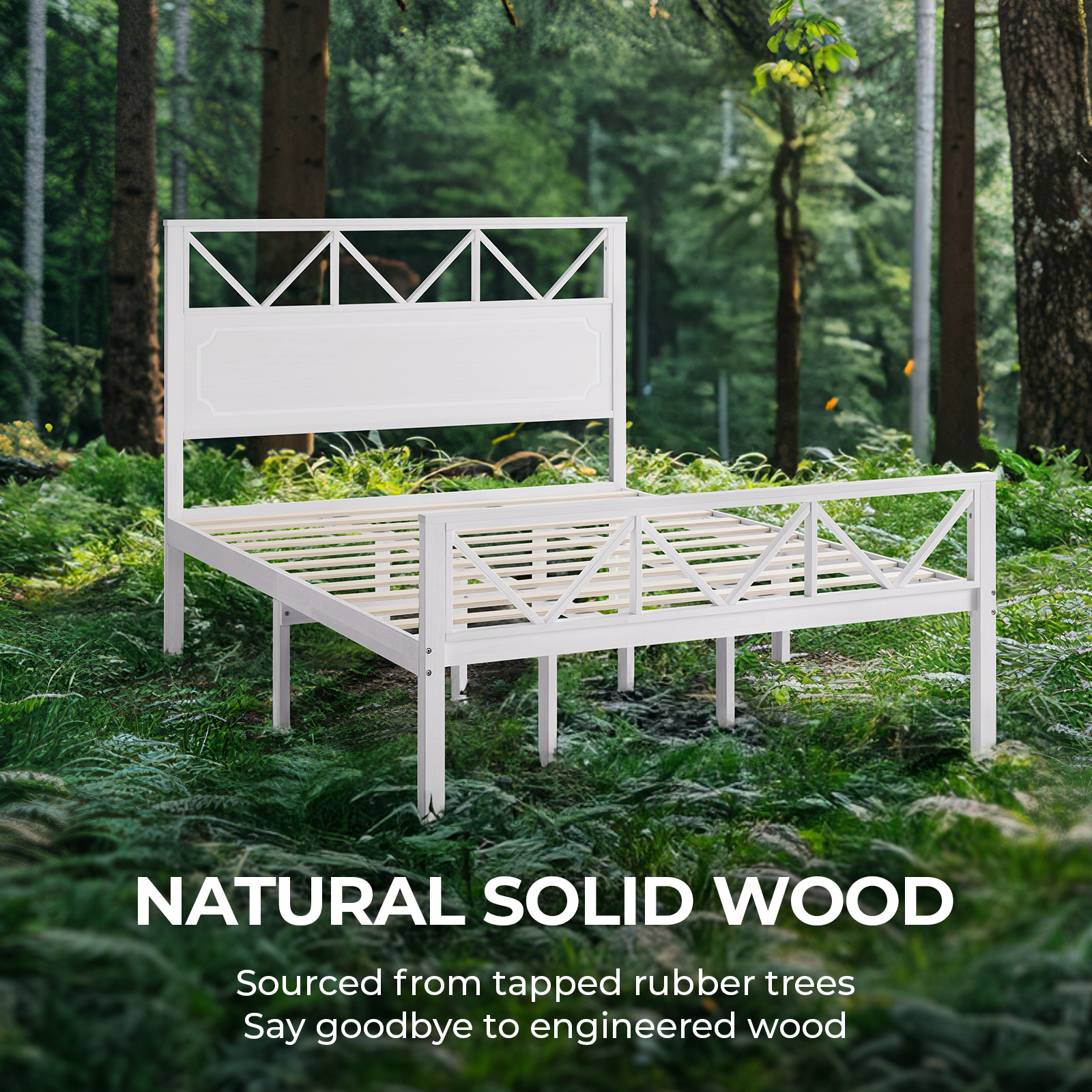 Susalt Queen Bed Frame with Headboard, Wood Platform Bed Frame