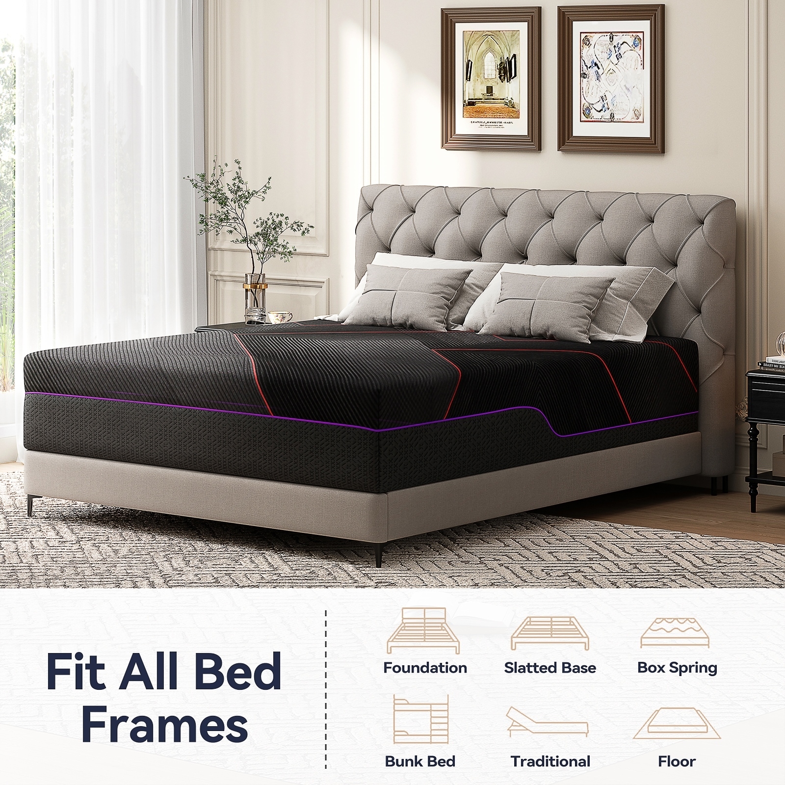 Susalt  12 inch Gel Memory Foam Mattress, Mattress in a Box, Cooling Gel Foam Mattress with Cover, Medium Firmness & CertiPUR-US