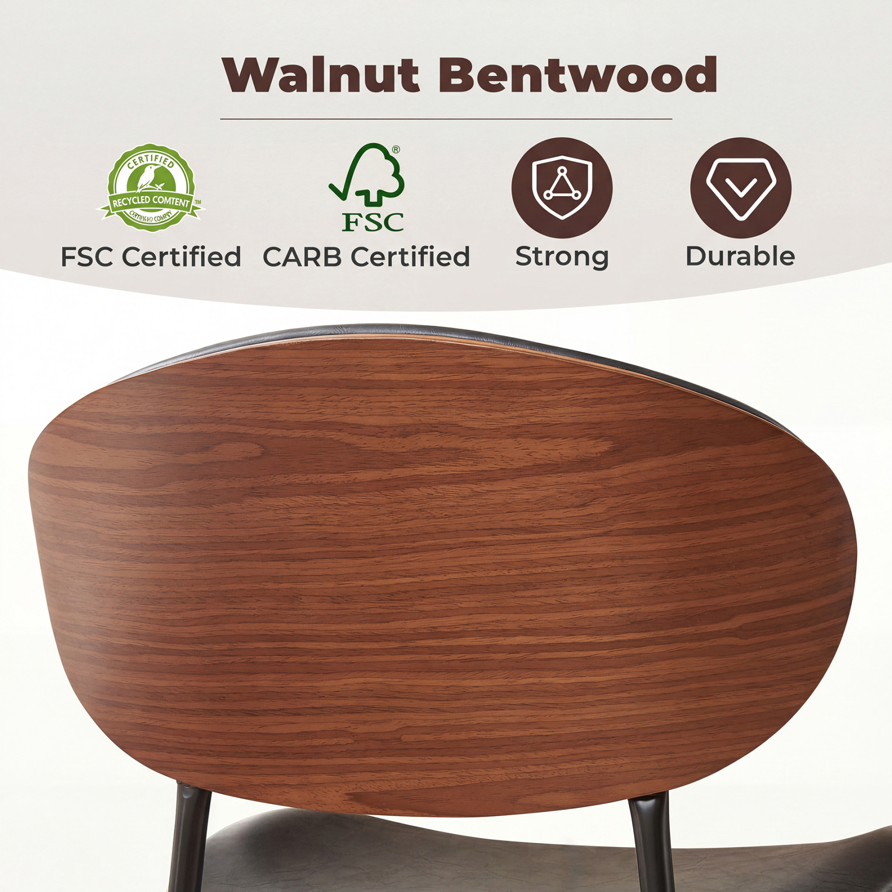 Sailvan Dining Chairs Set, Mid-Century Style Living Room Chairs, Modern Chairs for Dining Room & Kitchen, Leather Upholstered Chairs With Adjustable Feetpads, Easy Assembly, Black