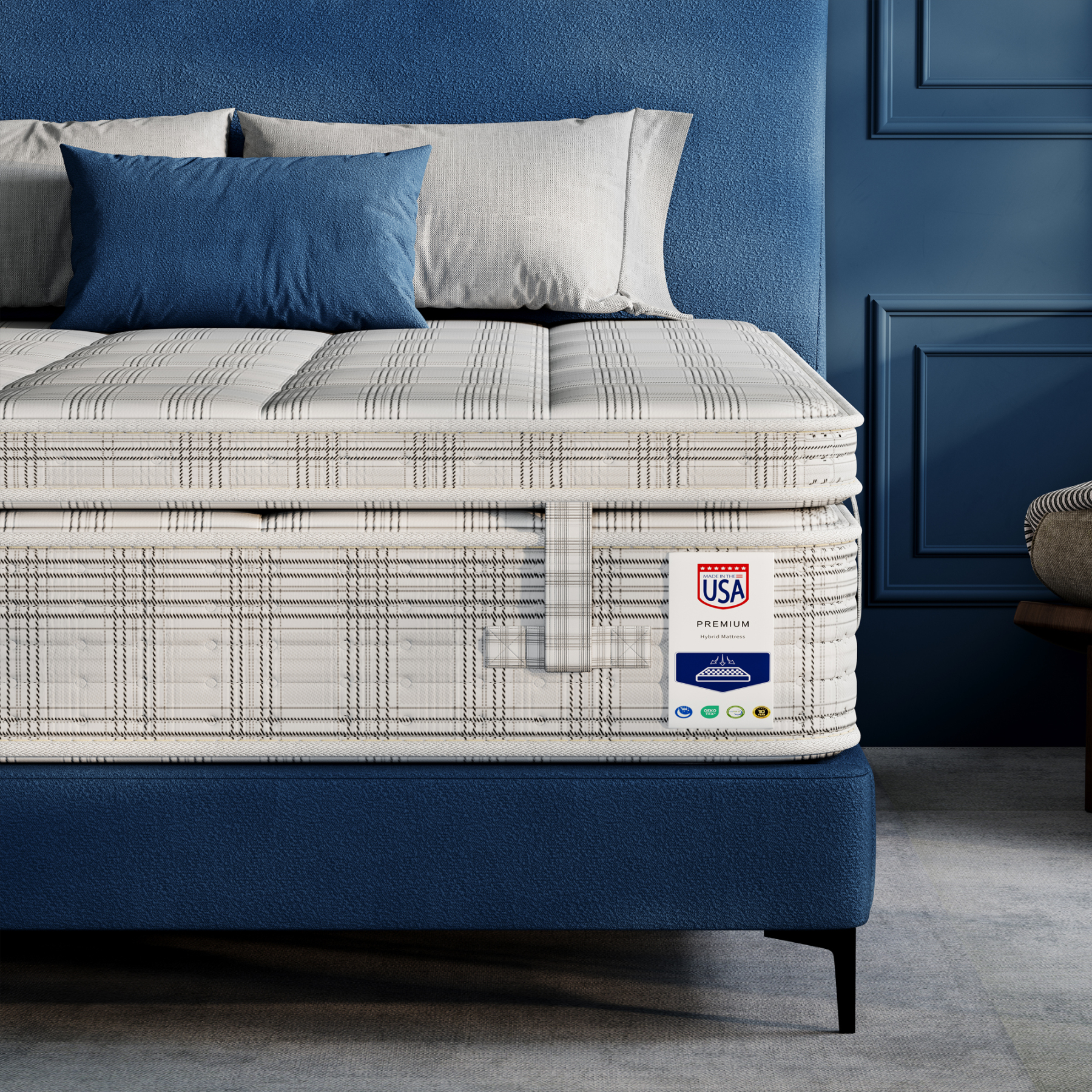 Sailvan Queen Mattress,13 Inch Gel Memory Foam Hybrid Mattress with Copper Ion Fabric Pocket Spring Mattress Queen Size in a Box, Medium Firm, Edge Support, CertiPUR-US Certified, Made in USA