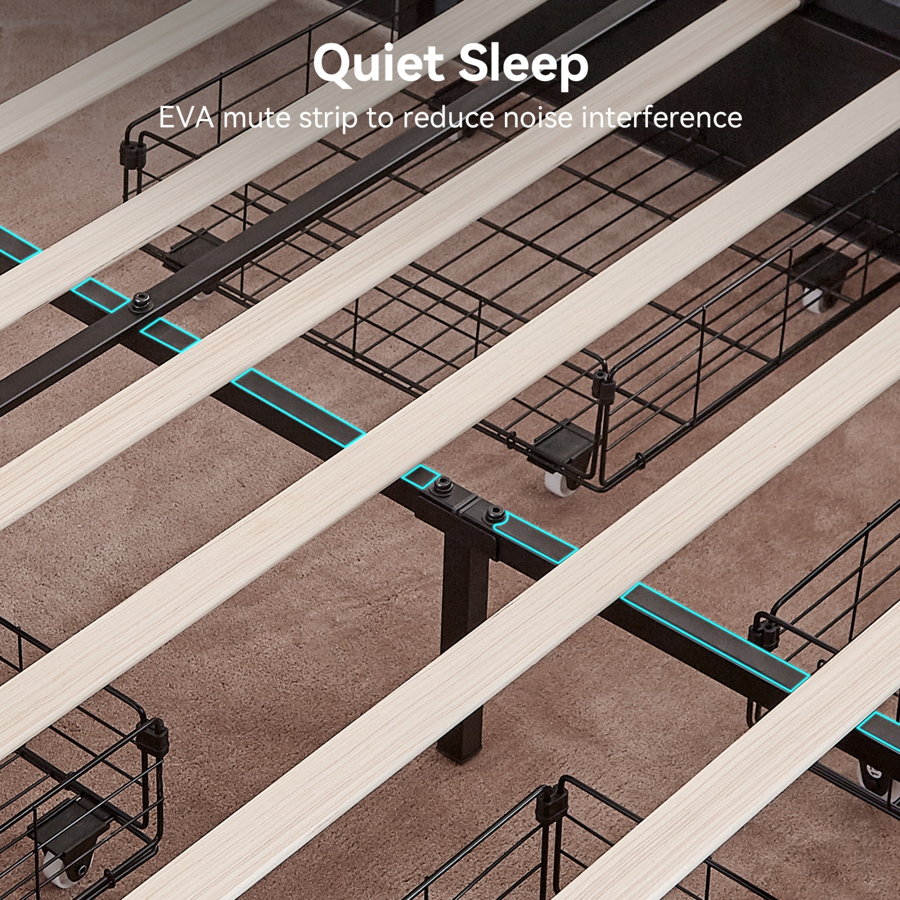 Queen Bed Frame with 4 Storage Drawers & Charging Station, Heavy Duty Wood Beds for Dorms Apartment, Easy Assembly Gray Bed with 1000lbs Capacity, No Box Spring Needed, Noise Free