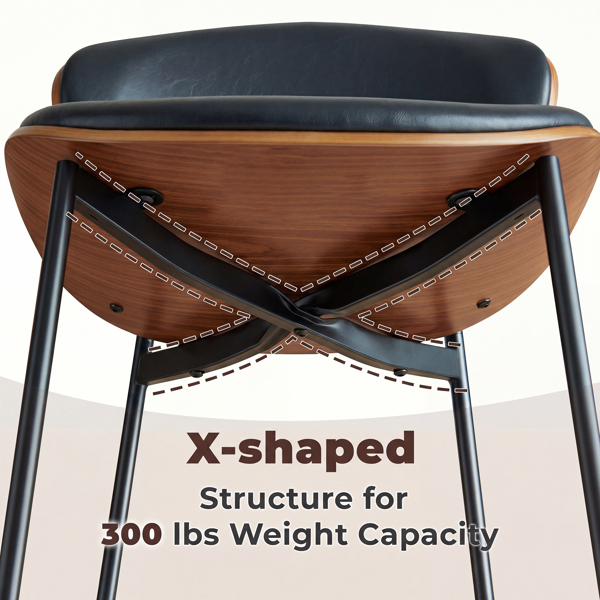 Sailvan Dining Chairs Set, Mid-Century Style Living Room Chairs, Modern Chairs for Dining Room & Kitchen, Leather Upholstered Chairs With Adjustable Feetpads, Easy Assembly, Black