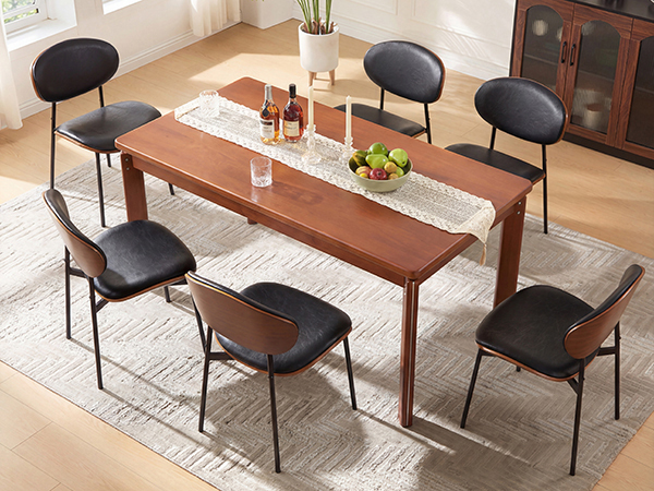 Sailvan Dining Chairs Set, Mid-Century Style Living Room Chairs, Modern Chairs for Dining Room & Kitchen, Leather Upholstered Chairs With Adjustable Feetpads, Easy Assembly, Black