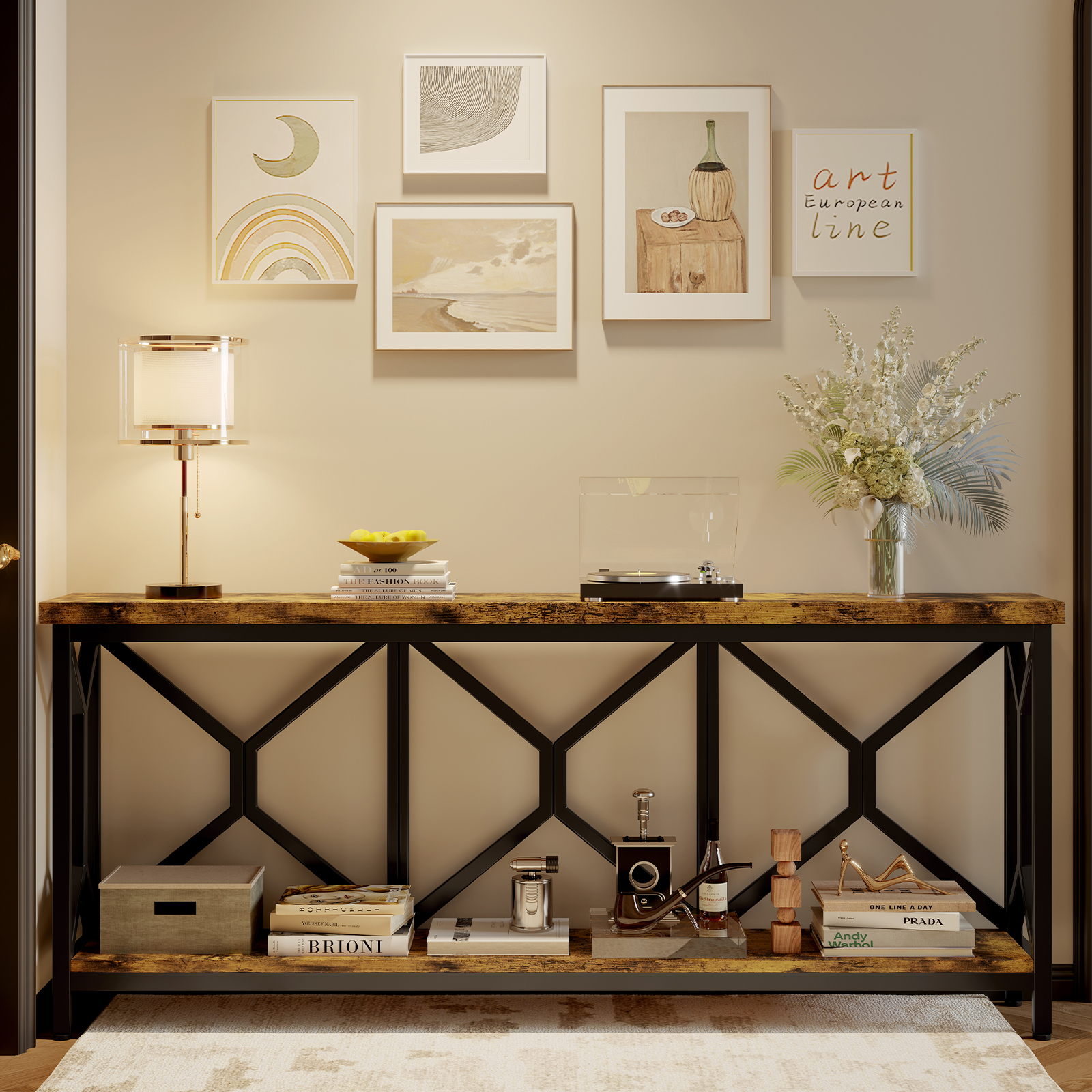 Sailvan 70.9" Extra Long Entryway Table, Narrow Wood Industria Console