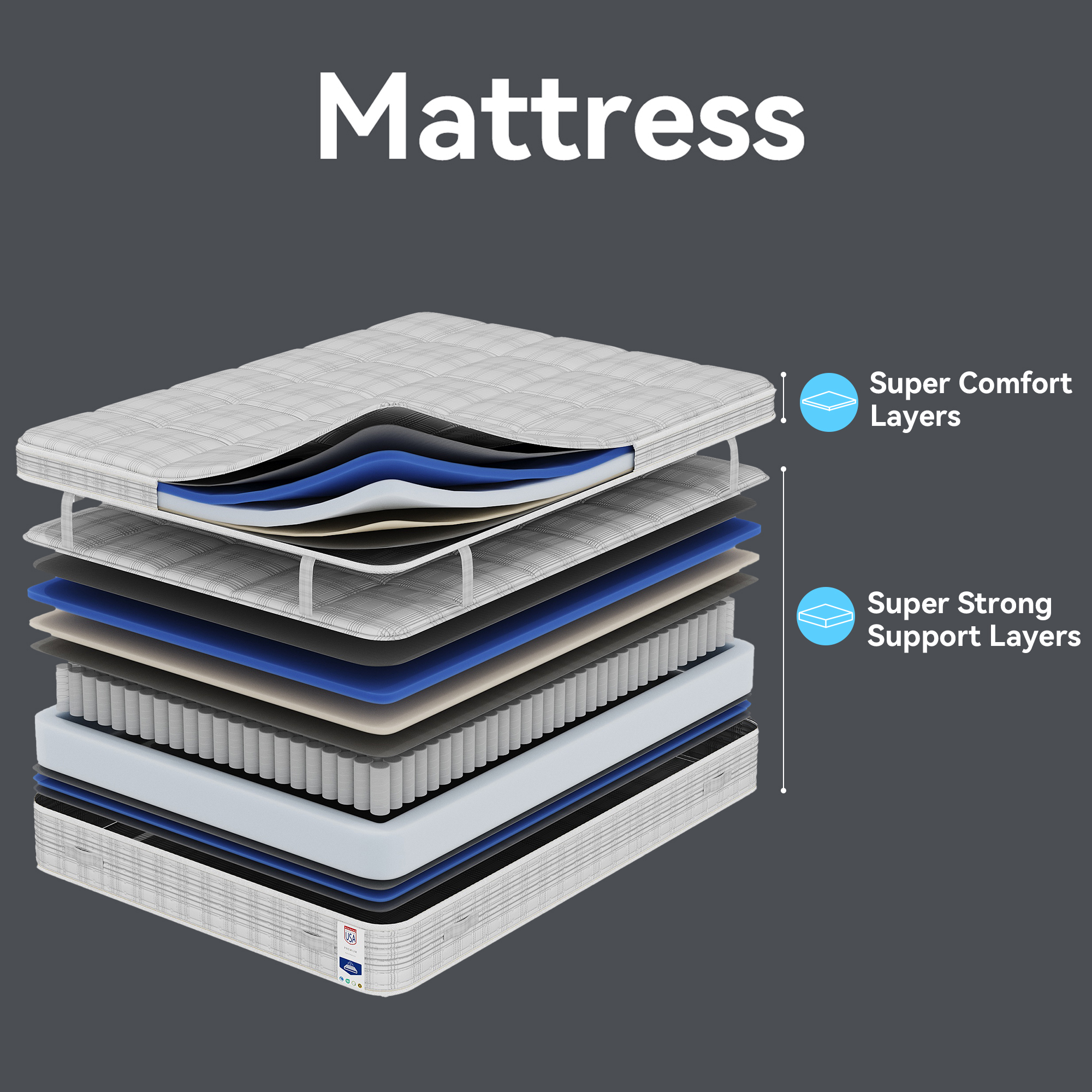 Sailvan Queen Mattress,13 Inch Gel Memory Foam Hybrid Mattress with Copper Ion Fabric Pocket Spring Mattress Queen Size in a Box, Medium Firm, Edge Support, CertiPUR-US Certified, Made in USA
