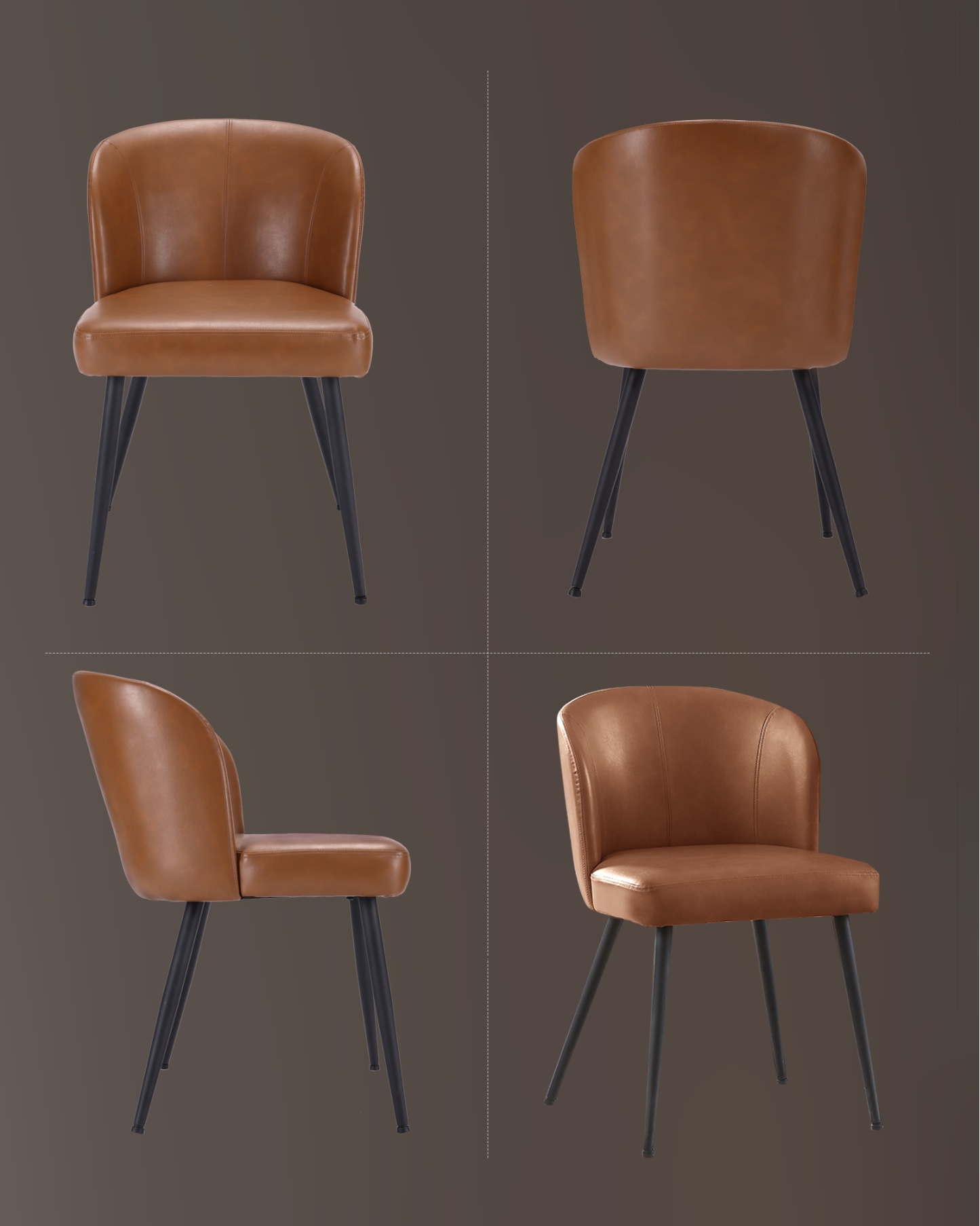 Dining Chairs Set of 2, Mid Century Modern Kitchen Chairs with Faux Leather for Kitchen, Living Room