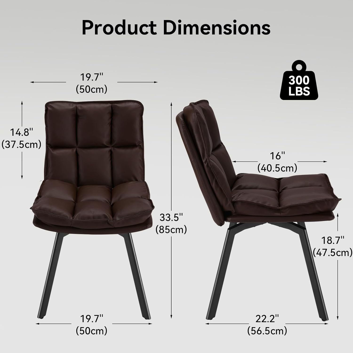 Sailvan Swivel Dining Chair Set, Faux Leather Upholstered Kitchen Chair, Mid Century Modern Dining Room Chair with Rotating Seats and Metal Legs for Home, Restaurant, Office (Black)