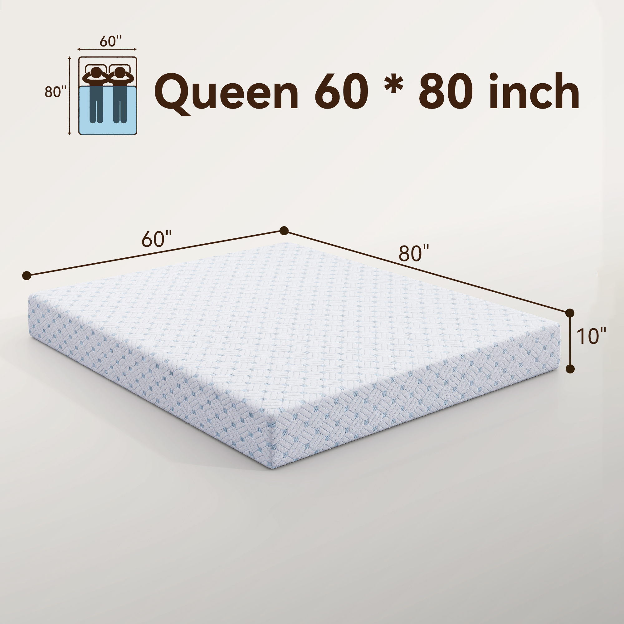  Sailvan Queen Memory Foam Mattress Size, 10/12 Inch Cooling Gel Memory Foam Mattress in a Box, Medium Firm, Pressure Relief, Fiberglass free,Certified Safe Foams & Fabric