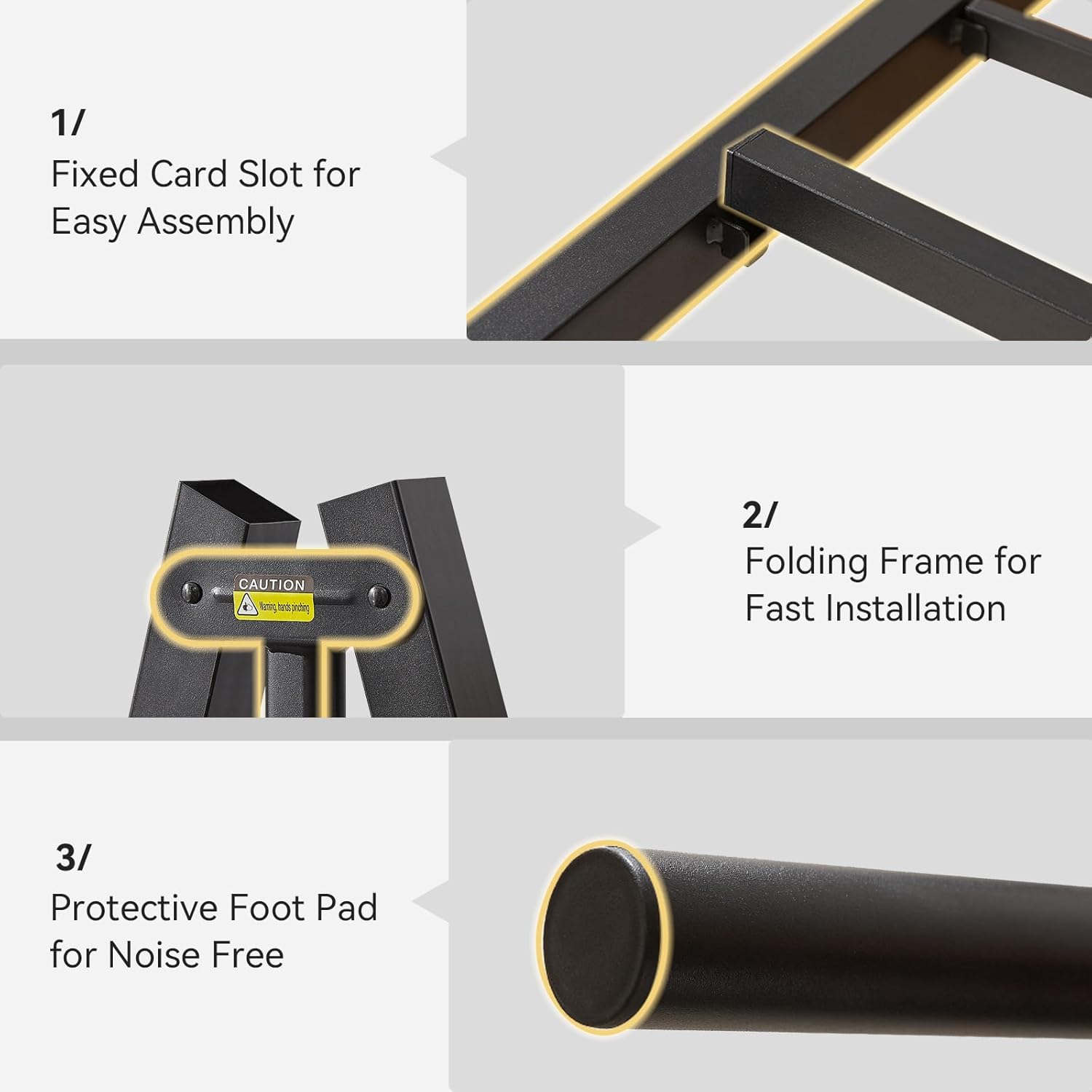 Sailvan Bed Frame, Heavy-duty Metal Bed Frames with Headboard, No Box Spring Needed, Black