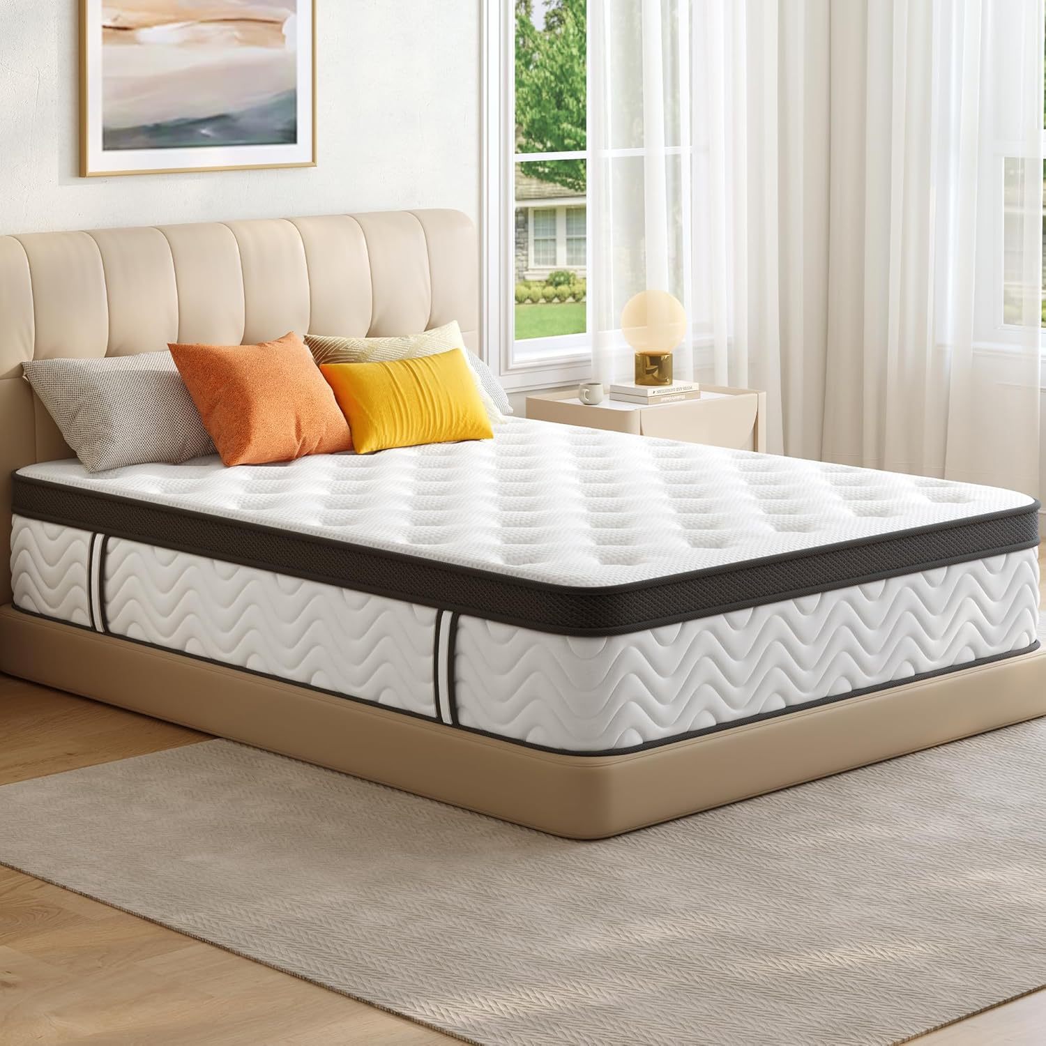 12 Inch Hybrid Queen Mattress in a Box, Mattress Queen Size With Memory Foam and Independent Pocket Springs, Strong Edge Support, Release Pressure