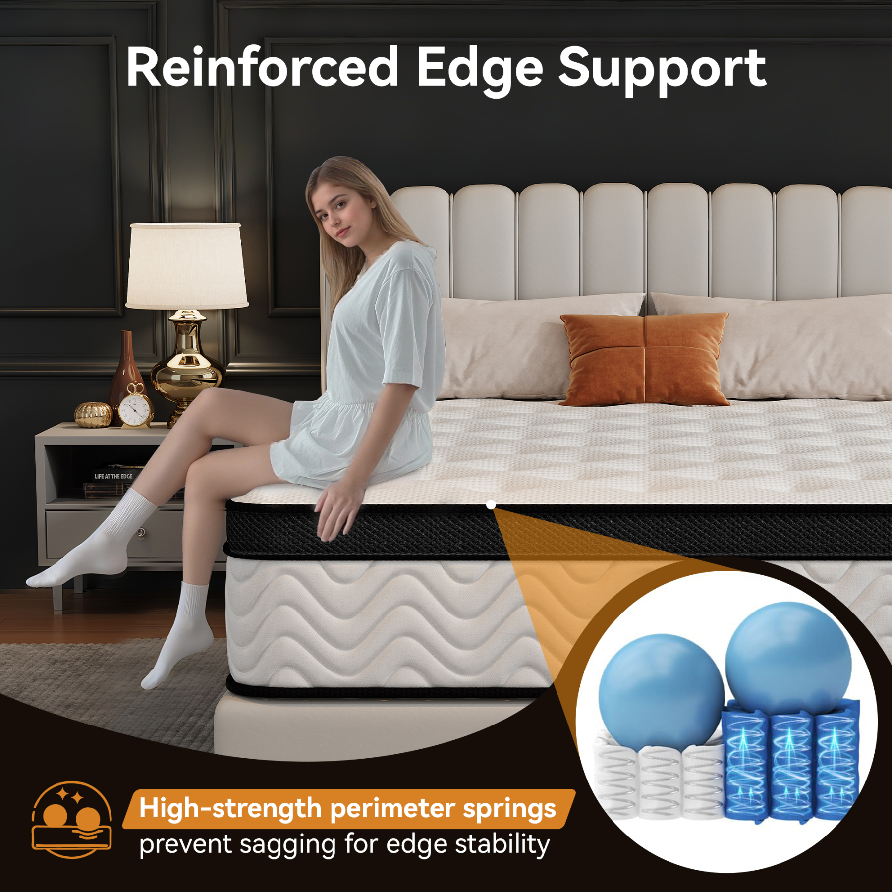 Queen Mattress 12 inch,Queen Size Mattress in a Box,Cooling Gel Memory Foam Mattress & Hybrid Spring Mattress for Medium Firm, Pressure Relief, Edge Support, CertiPUR-US