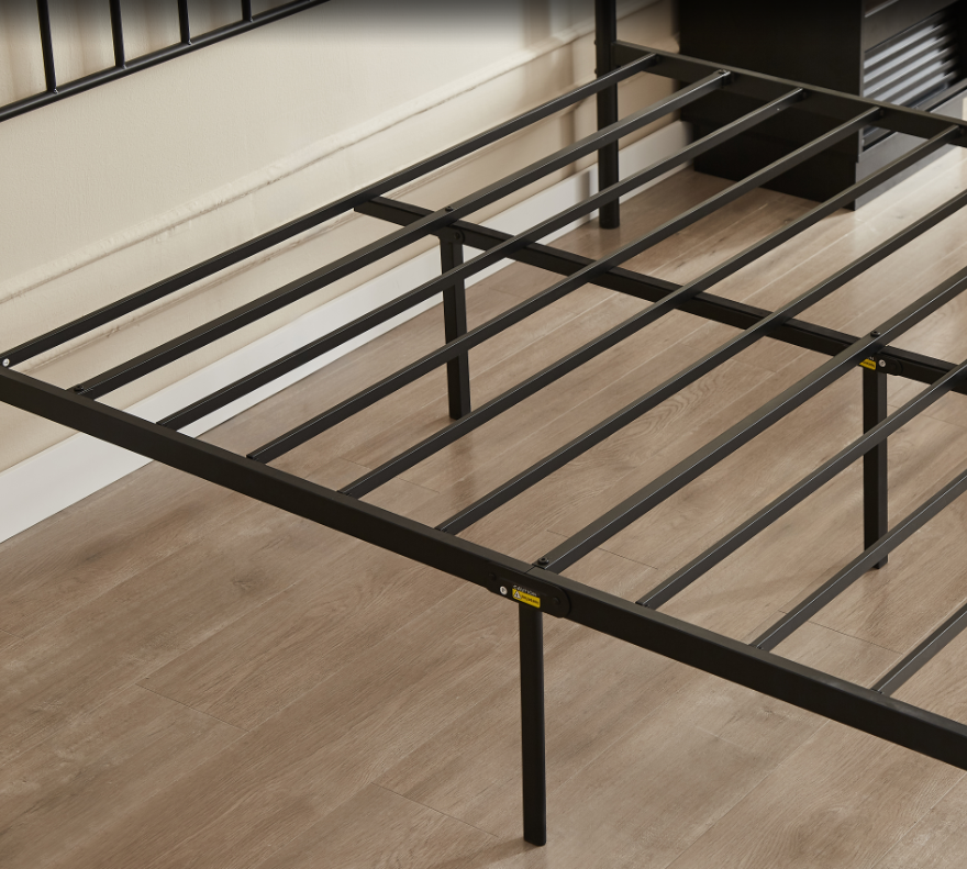 Queen Bed Frames Metal Platform Bed with Victorian Style Wrought Iron Headboard, Easy Assembly Black Bed with 1000lbs Capacity, No Box Spring Needed, Noise Free