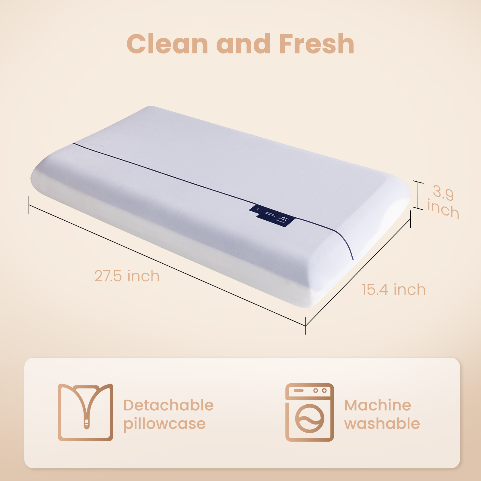 Susalt Cervical Neck Pillows for Pain Relief, Memory Foam Deep Sleep Pillow for Back, Side, & Stomach Sleepers, Cooling Sleeping, Soft and Breathable Cover