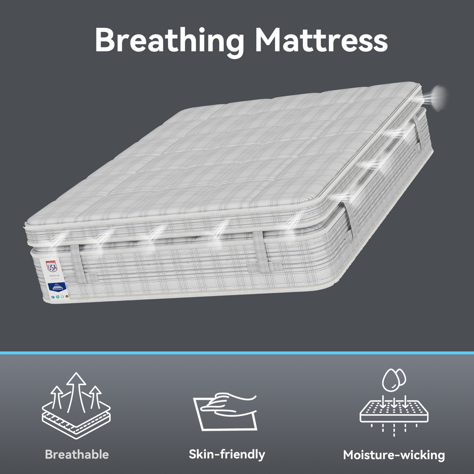 Sailvan Queen Mattress,13 Inch Gel Memory Foam Hybrid Mattress with Copper Ion Fabric Pocket Spring Mattress Queen Size in a Box, Medium Firm, Edge Support, CertiPUR-US Certified, Made in USA