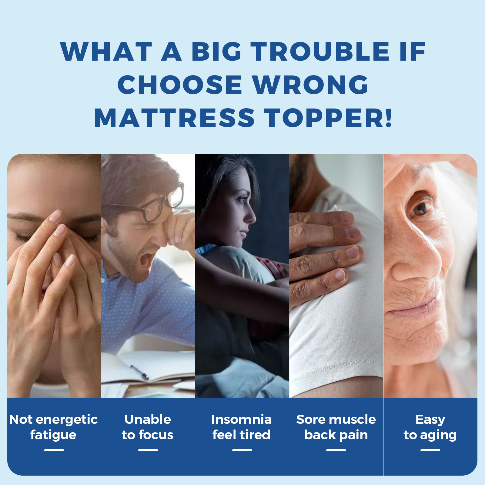 Susalt Mattress Topper with Removable Cover & Straps, 3 Inch