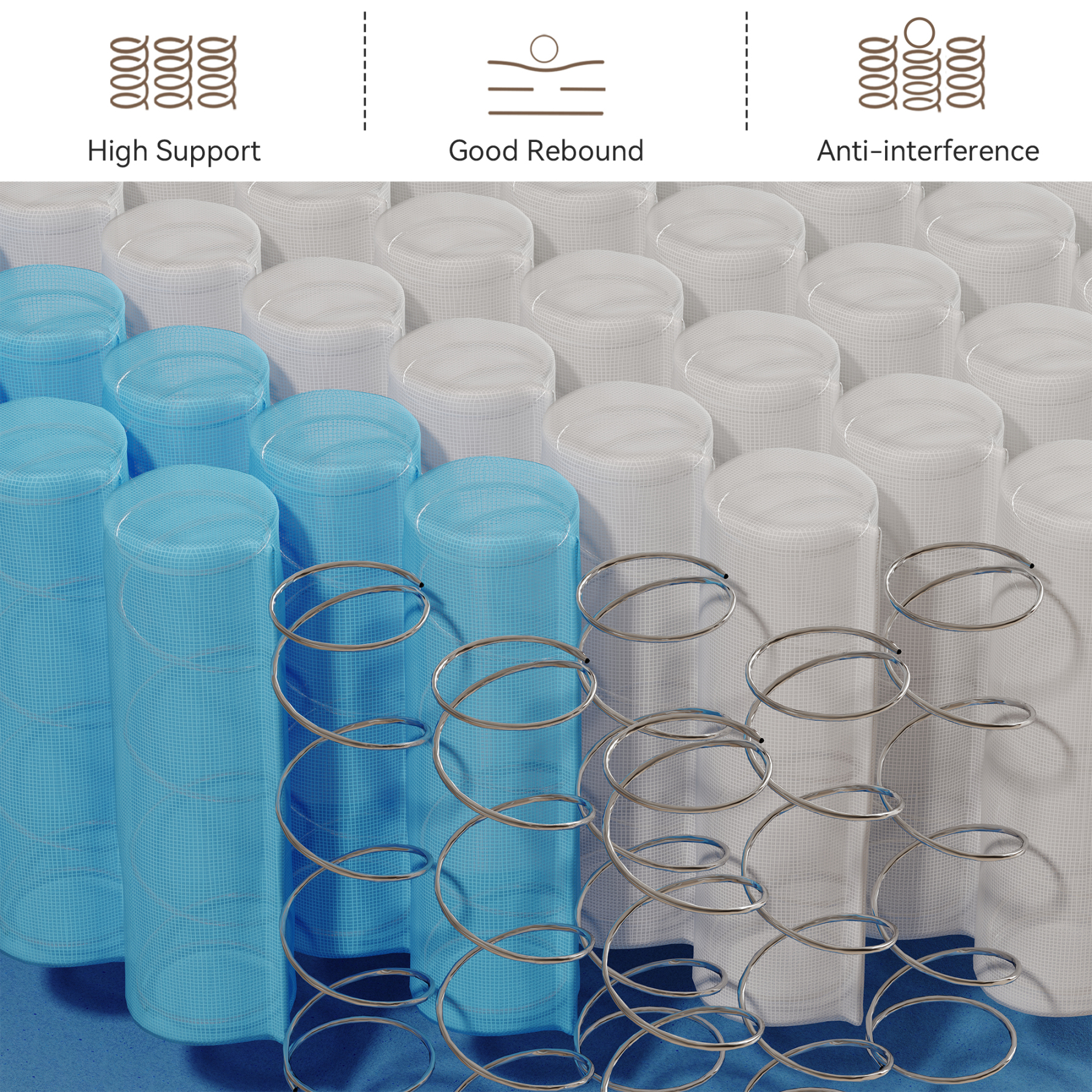 Mattress in a Box, Hybrid Mattress 12 Inch, Hybrid Spring Mattress with Individual Pocket Spring Pressure Relief, Medium Firm Mattress for Teens Adults