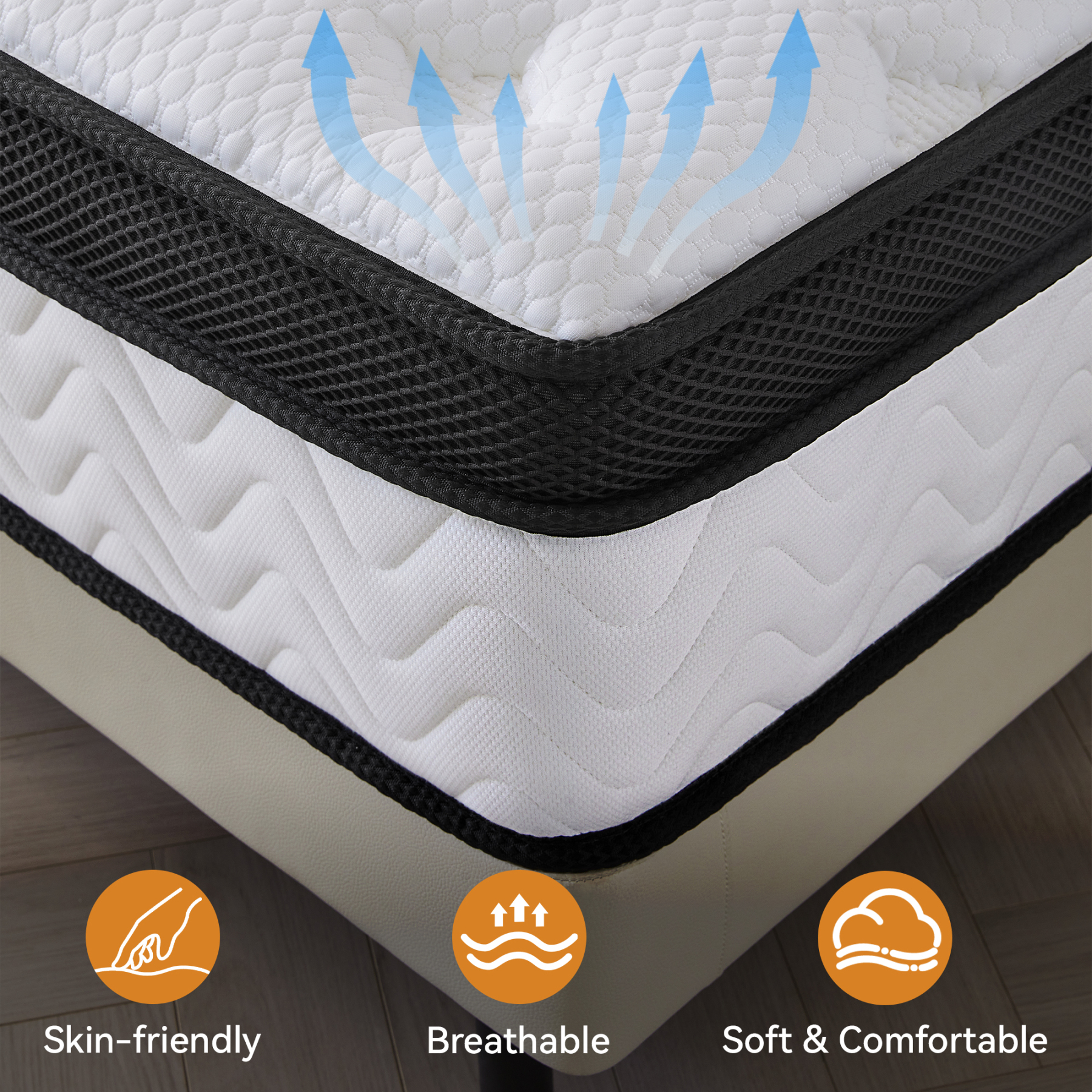 Queen Mattress 12 inch,Queen Size Mattress in a Box,Cooling Gel Memory Foam Mattress & Hybrid Spring Mattress for Medium Firm, Pressure Relief, Edge Support, CertiPUR-US