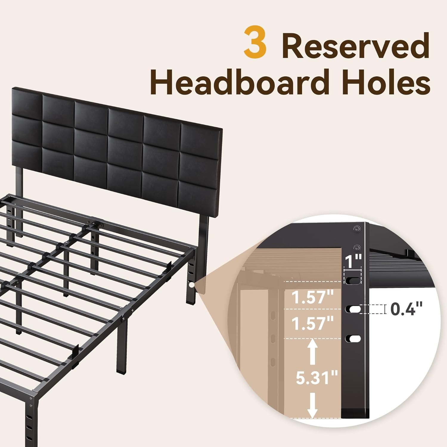 Sailvan 14" Queen Bed Frame, Strong Metal Beds with Anti-slip Guards & Under Storage, Heavy Duty Mattress Foundation, Black