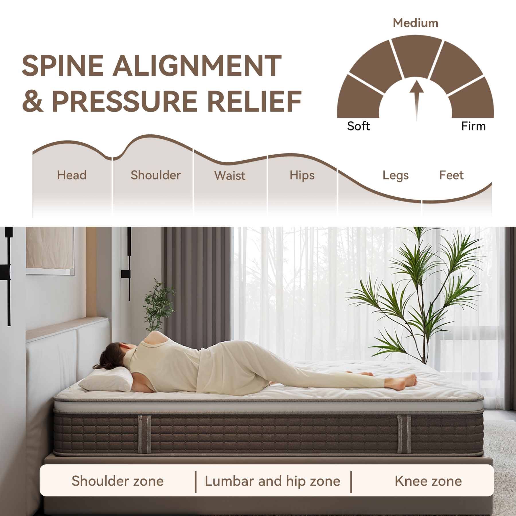 Mattress in a Box, Hybrid Mattress 12 Inch, Hybrid Spring Mattress with Individual Pocket Spring Pressure Relief, Medium Firm Mattress for Teens Adults