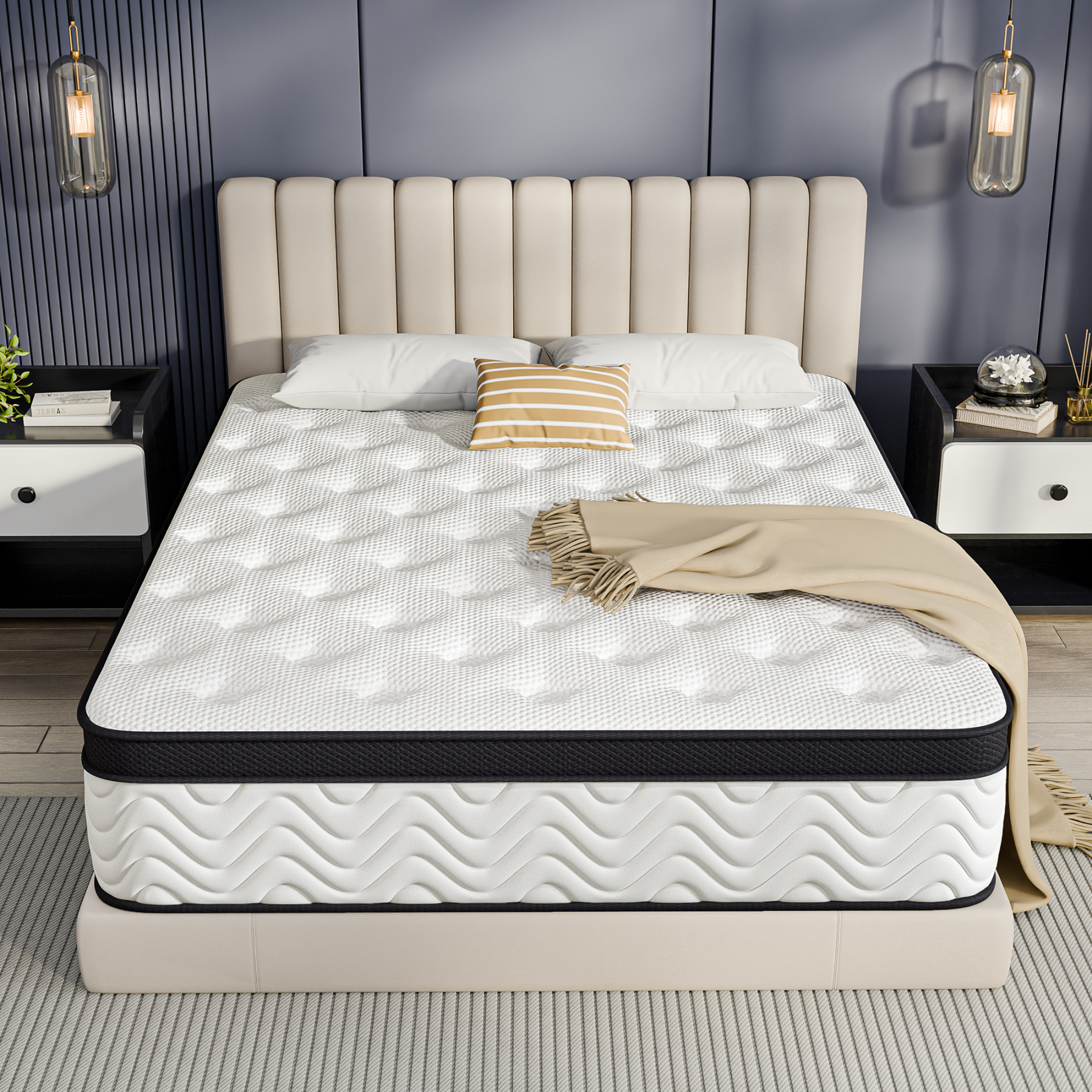 12 Inch Hybrid Queen Mattress in a Box, Mattress Queen Size With Memory Foam and Independent Pocket Springs, Strong Edge Support, Release Pressure