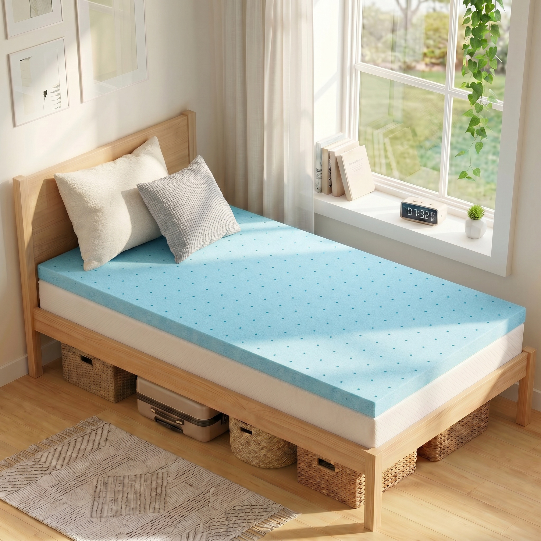 Sailvan Twin XL Mattress Topper, 3 Inch Memory Foam Mattress Topper Twin XL Size, For College Dorm, Home, Gel Infused & Breathable