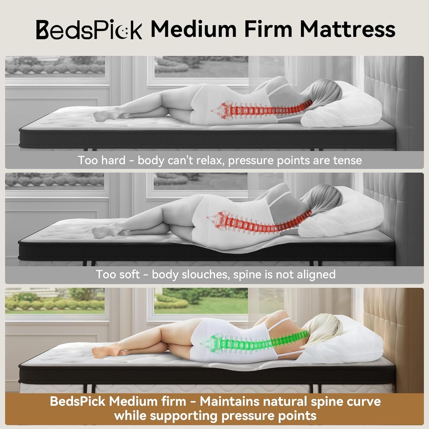 12 Inch Hybrid Queen Mattress in a Box, Mattress Queen Size With Memory Foam and Independent Pocket Springs, Strong Edge Support, Release Pressure