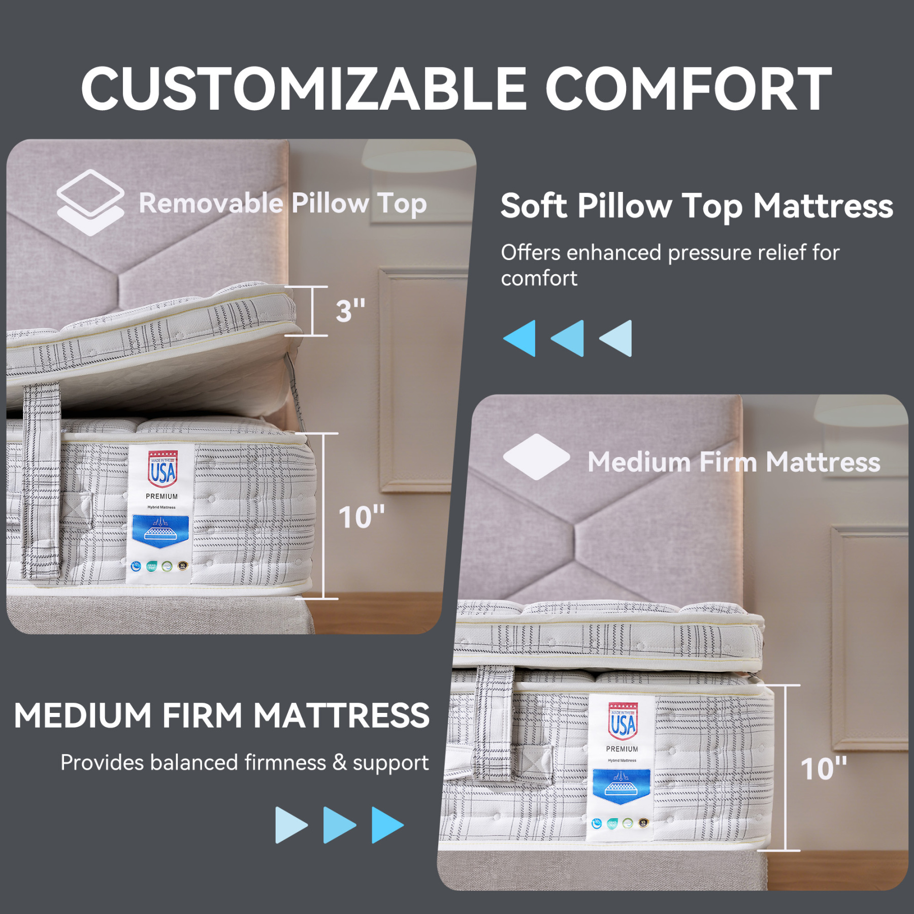 Sailvan Queen Mattress,13 Inch Gel Memory Foam Hybrid Mattress with Copper Ion Fabric Pocket Spring Mattress Queen Size in a Box, Medium Firm, Edge Support, CertiPUR-US Certified, Made in USA