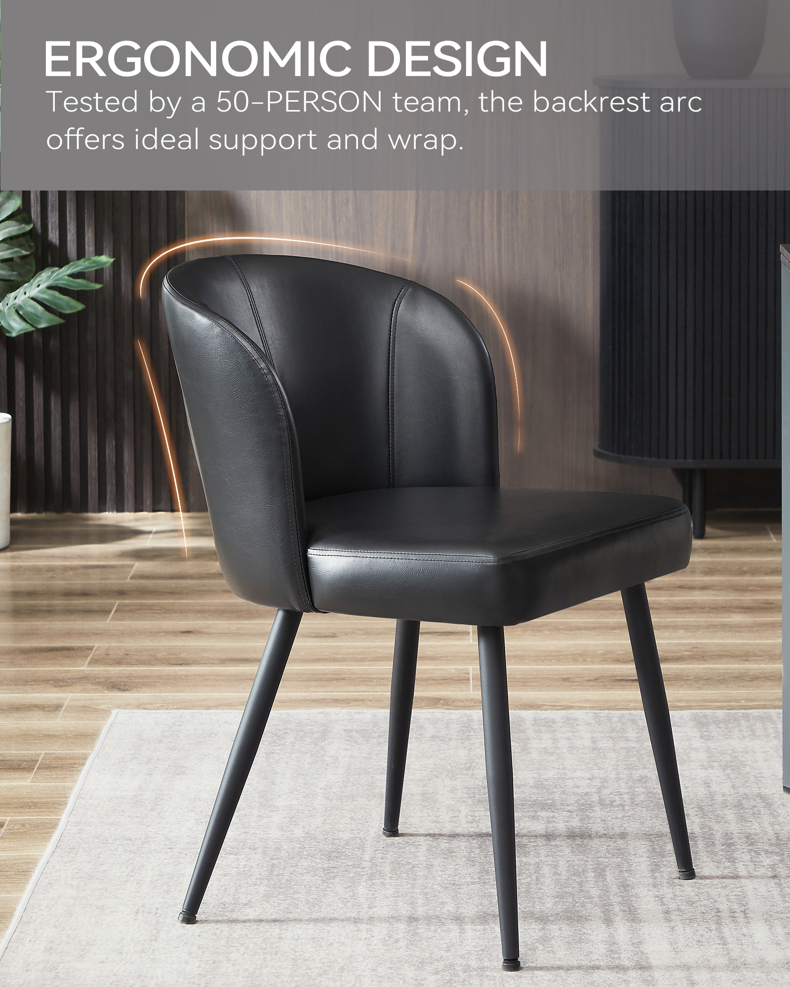 Dining Chairs Set of 2, Mid Century Modern Kitchen Chairs with Faux Leather for Kitchen, Living Room