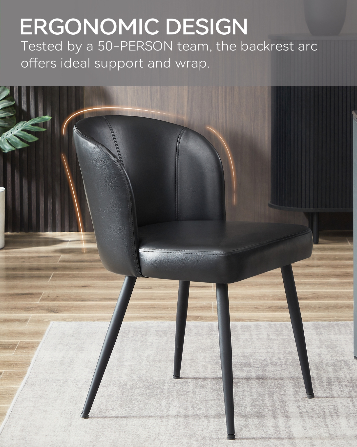 Dining Chairs Set of 2, Mid Century Modern Kitchen Chairs with Faux Leather for Kitchen, Living Room