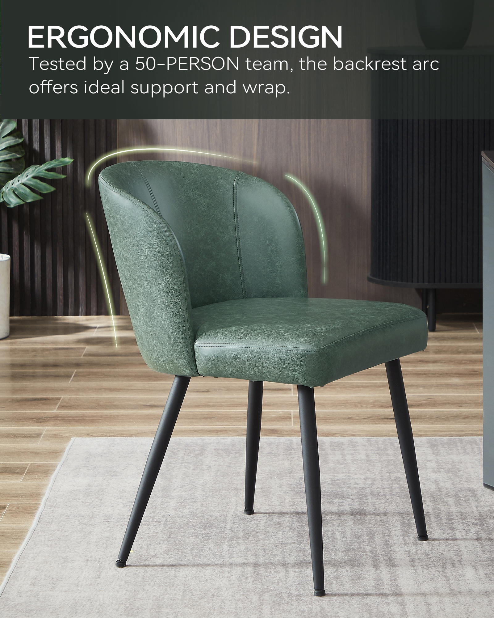 Dining Chairs Set of 2, Mid Century Modern Kitchen Chairs with Faux Le