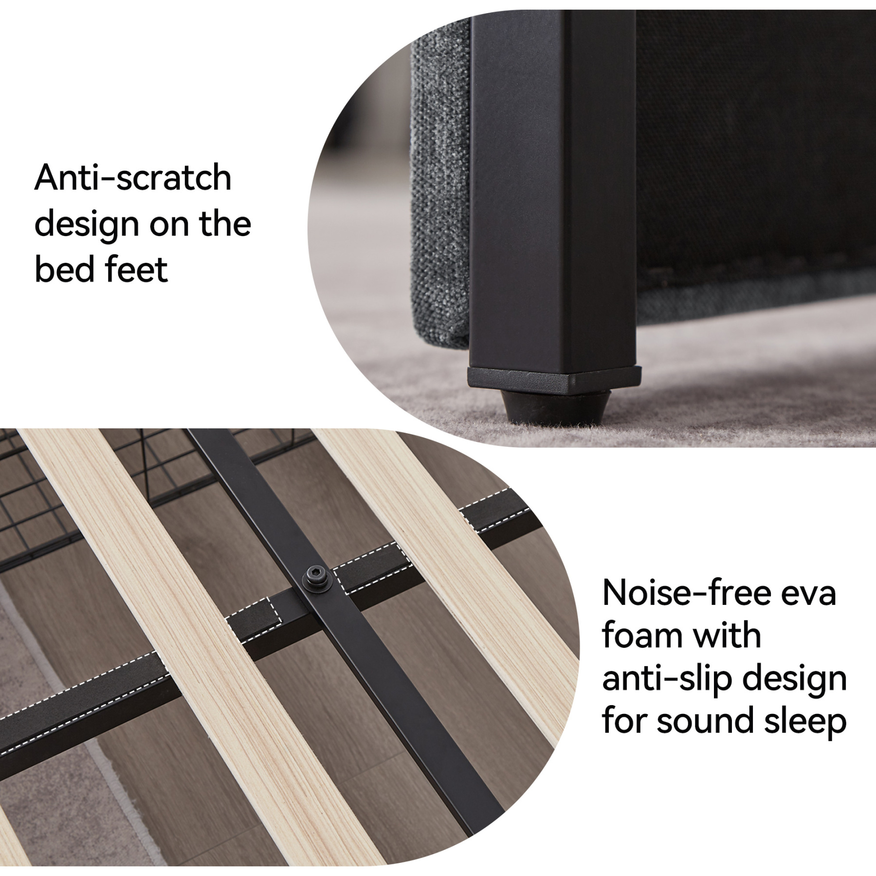 Queen Bed Frame with 4 Storage Drawers & Charging Station, Heavy Duty Wood Beds for Dorms Apartment, Easy Assembly Gray Bed with 1000lbs Capacity, No Box Spring Needed, Noise Free