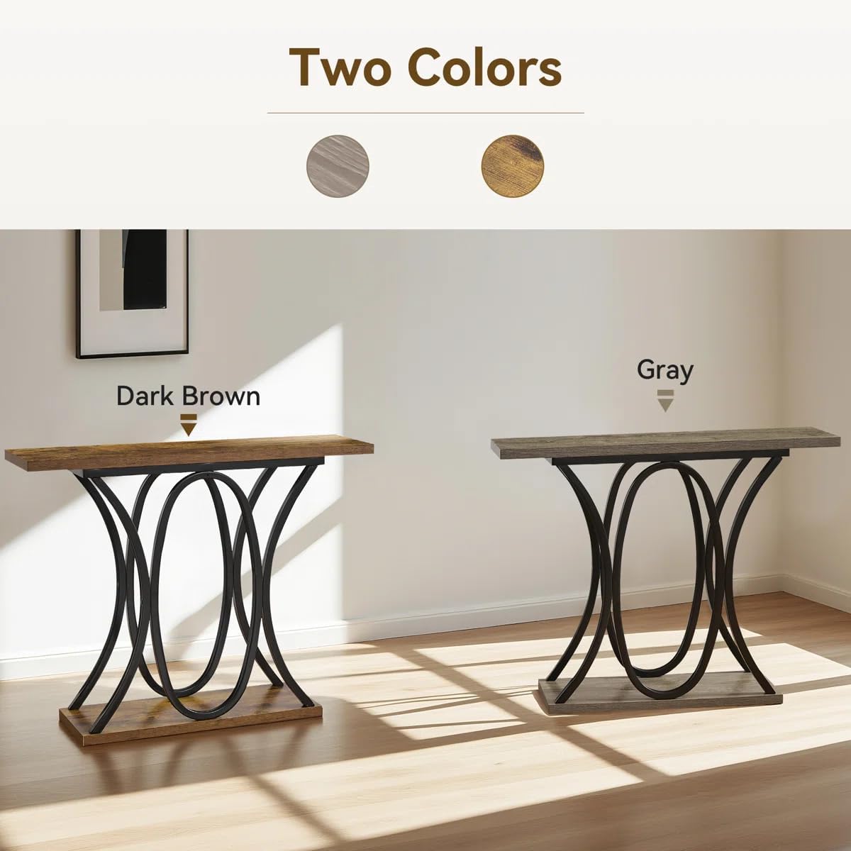 Sailvan 40 Inch Console Table, Wood Narrow Entryway&Hallway Table Foyer Table Behind Couch, Sofa Table with Metal Legs and 1.18 Thick Board