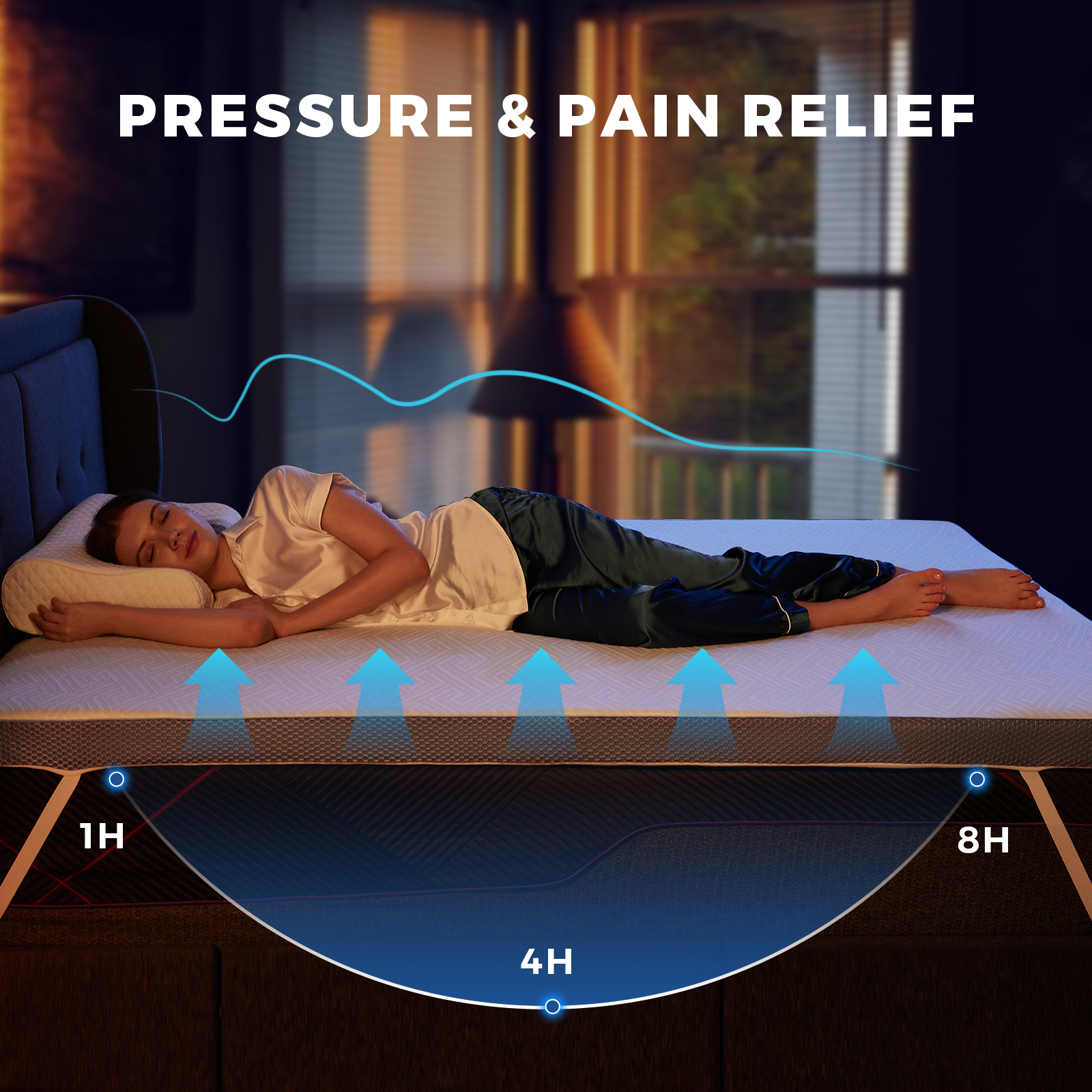 Susalt Mattress Topper with Removable Cover & Straps, 3 Inch