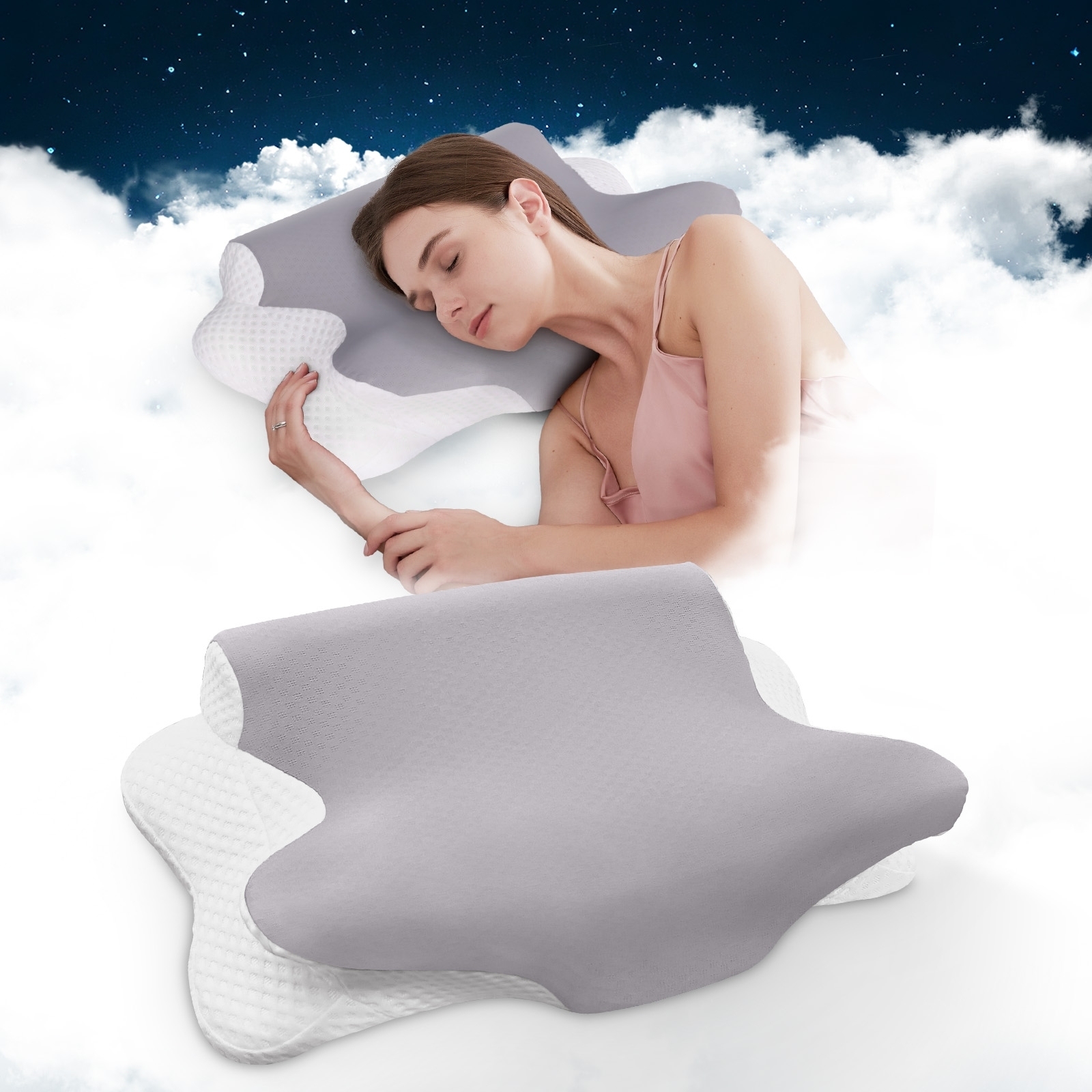 Susalt Cervical Pillow for Neck Pain Relief,Memory Foam Bed Pillows for Back, Side, & Stomach Sleepers, Cooling Sleeping,Ergonomic Design