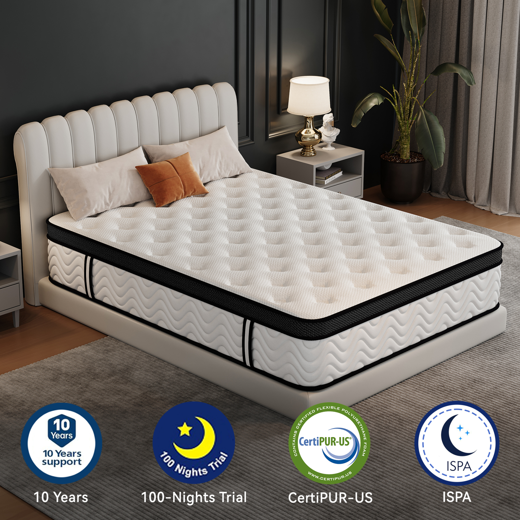 Queen Mattress 12 inch,Queen Size Mattress in a Box,Cooling Gel Memory Foam Mattress & Hybrid Spring Mattress for Medium Firm, Pressure Relief, Edge Support, CertiPUR-US