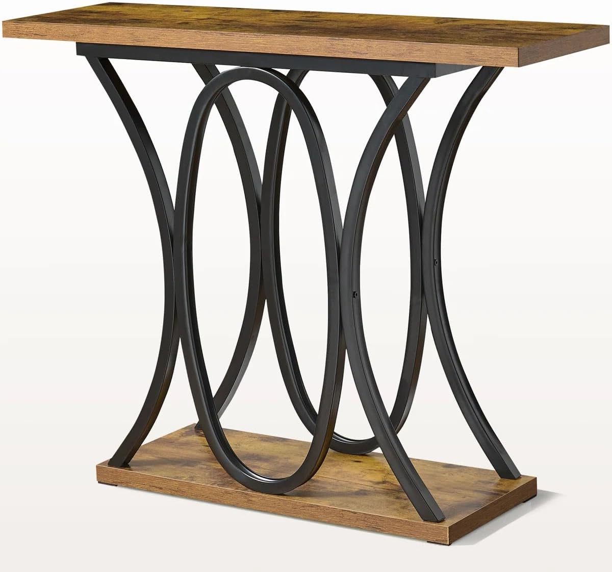 Sailvan 40 Inch Console Table, Wood Narrow Entryway&Hallway Table Foyer Table Behind Couch, Sofa Table with Metal Legs and 1.18 Thick Board