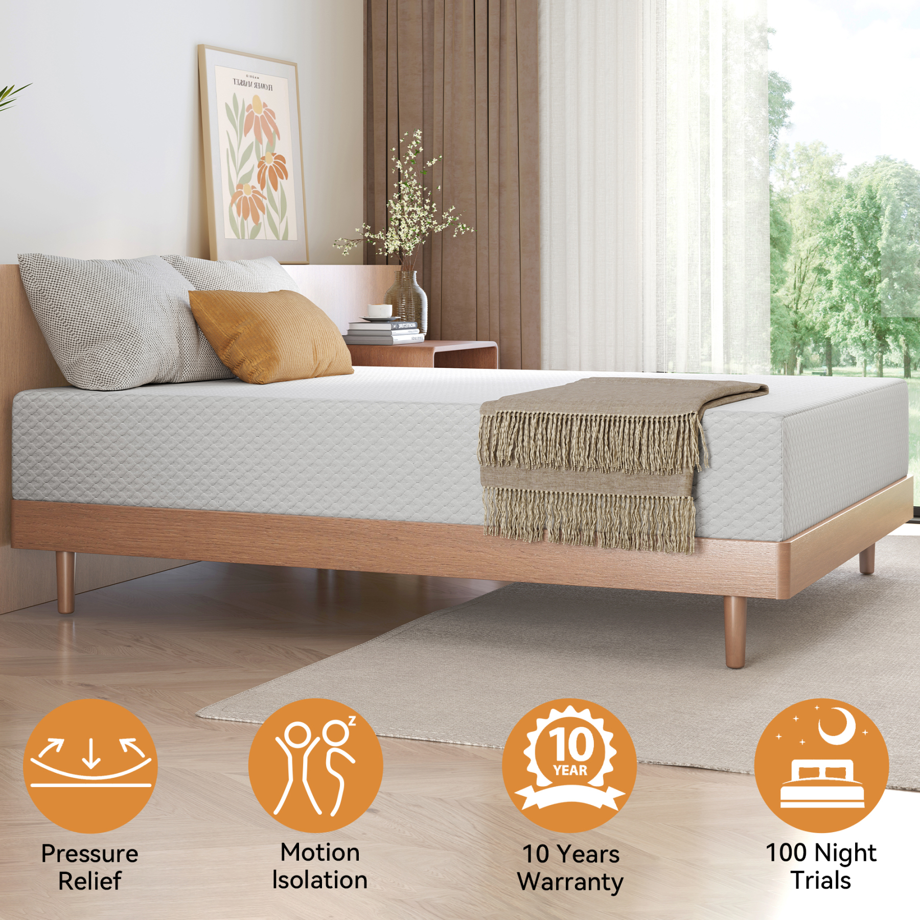 Sailvan Twin Mattress in a Box,Twin Bed Mattress 6/8 inch,Twin Memory Foam Mattress, Twin Size Medium Firm Mattress ,Washable Cover, Pressure Relief