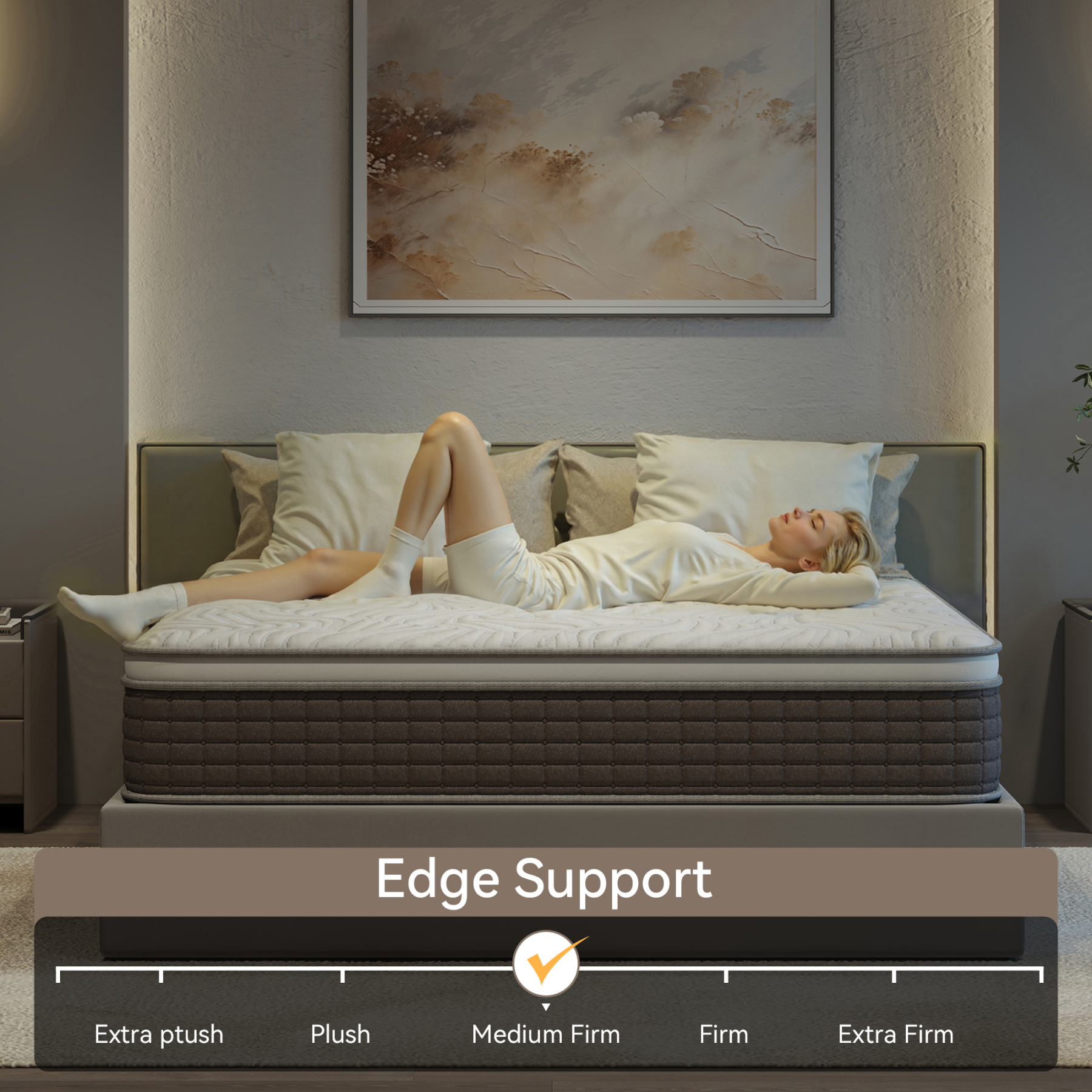 Mattress in a Box, Hybrid Mattress 12 Inch, Hybrid Spring Mattress with Individual Pocket Spring Pressure Relief, Medium Firm Mattress for Teens Adults