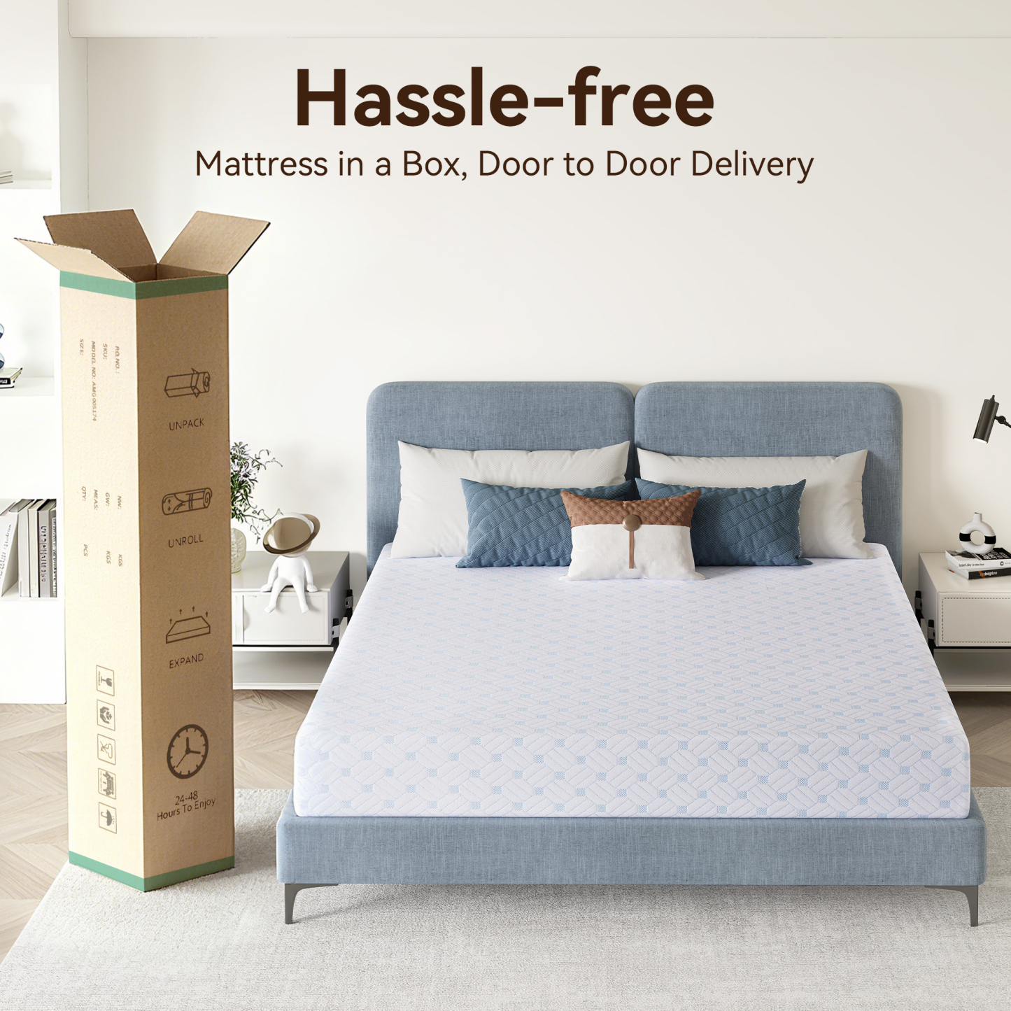  Sailvan Queen Memory Foam Mattress Size, 10/12 Inch Cooling Gel Memory Foam Mattress in a Box, Medium Firm, Pressure Relief, Fiberglass free,Certified Safe Foams & Fabric