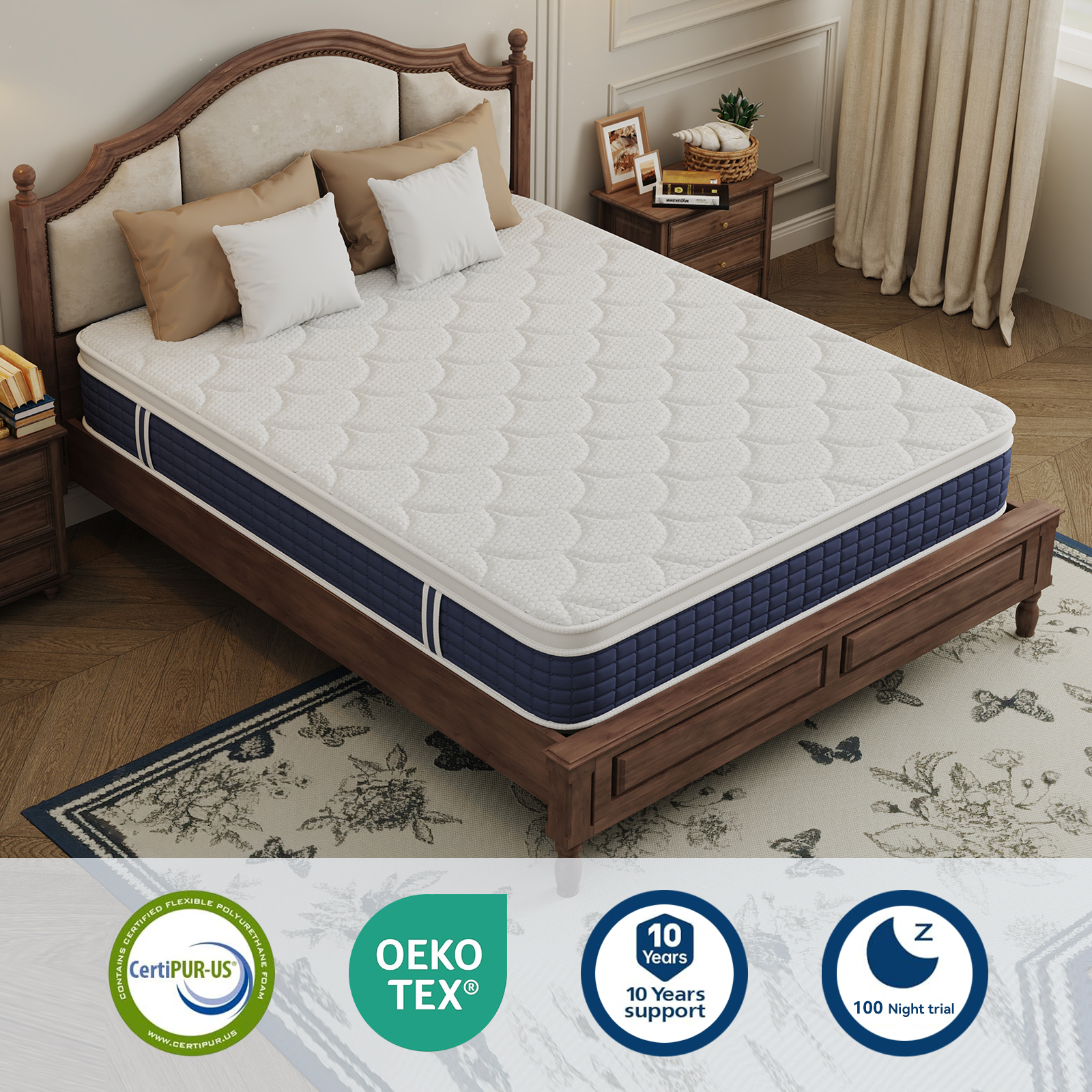 Mattress in a Box, Spring Hybrid Mattress 12 Inch, Hybrid Spring Mattress with Individual Pocket Spring Pressure Relief