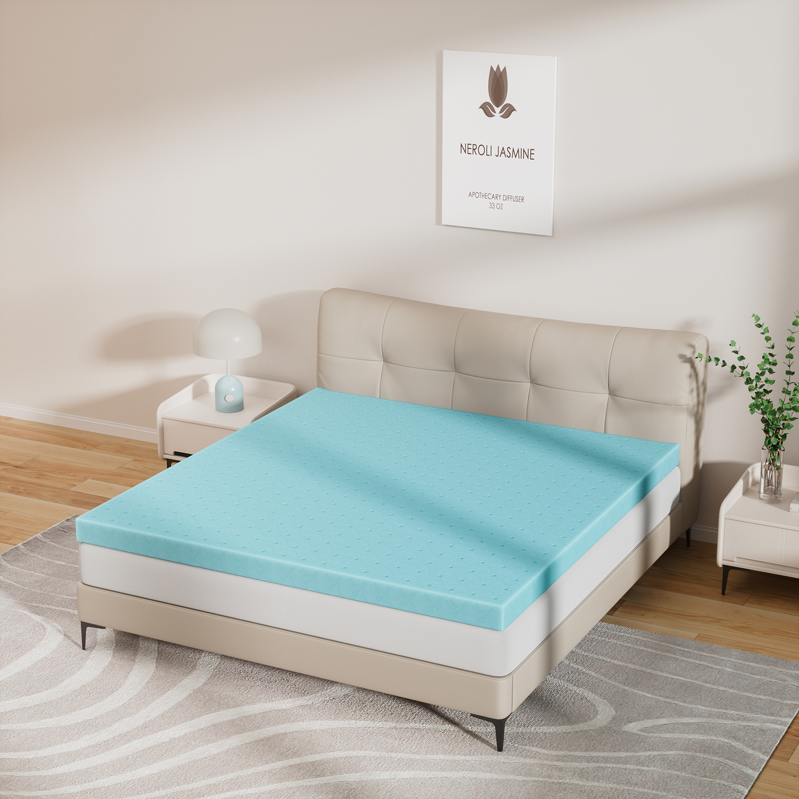 Mattress Topper, Twin XL Size Memory Foam Cooling Mattress Pad, for Bedroom, Dormitory, Folding Bed Pad for Camping, Moving