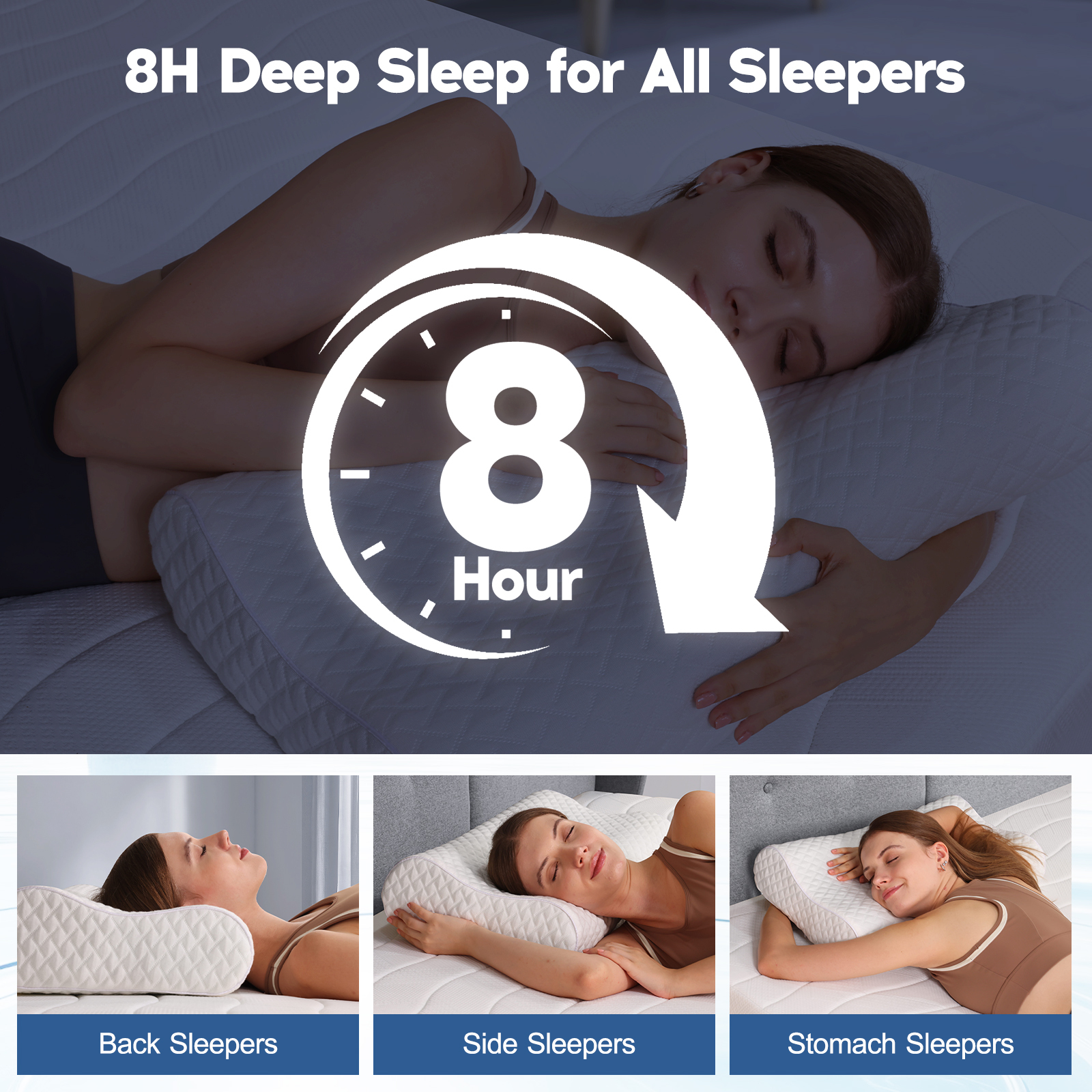 Susalt Cervical Neck Pillow for Sleeping & Pain Relief, Ergonomic Bed Pillow Memory Foam Pillows